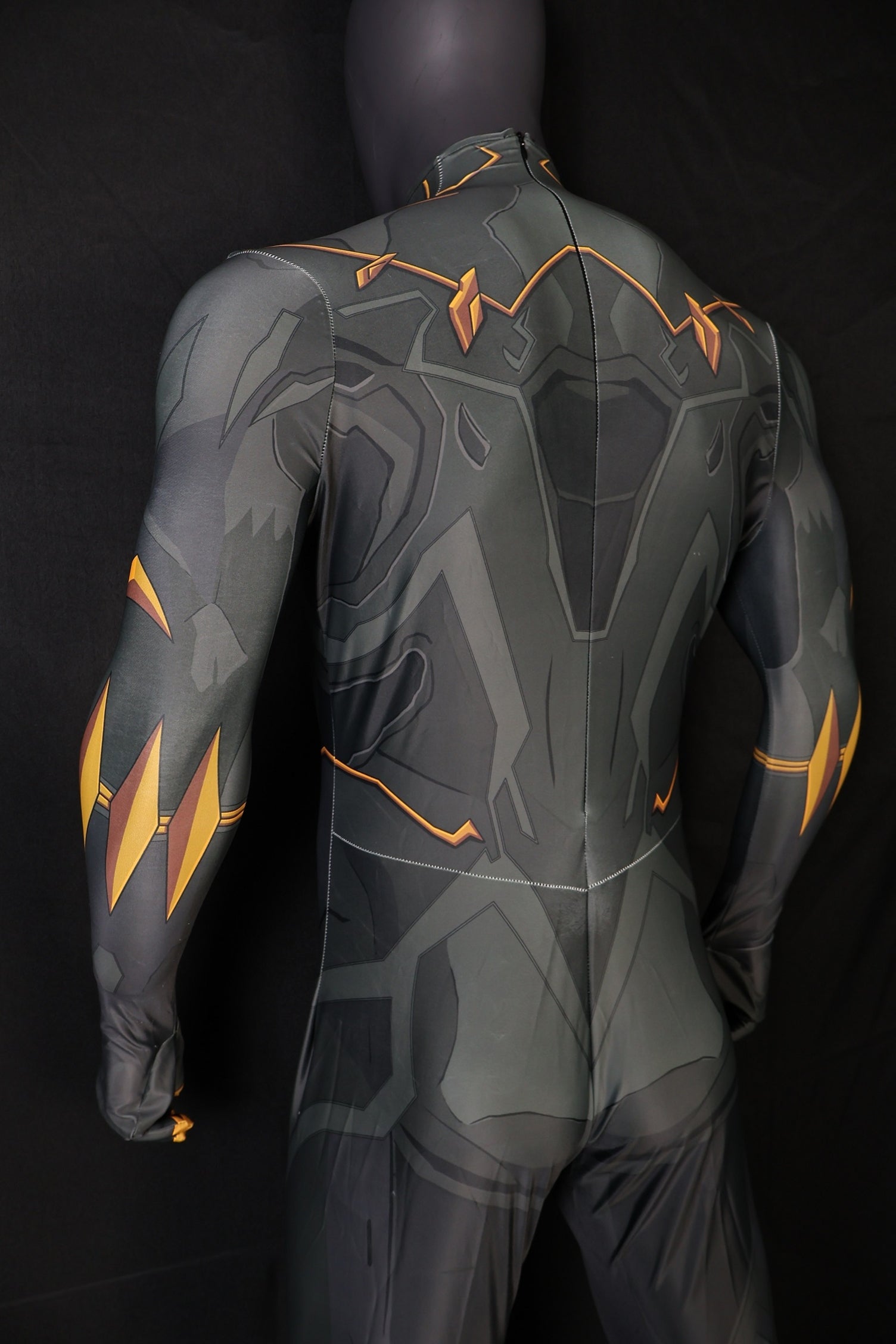 Men Holy Lord Dark Charcoal Orange Gold Armor Cosplay Jumpsuit
