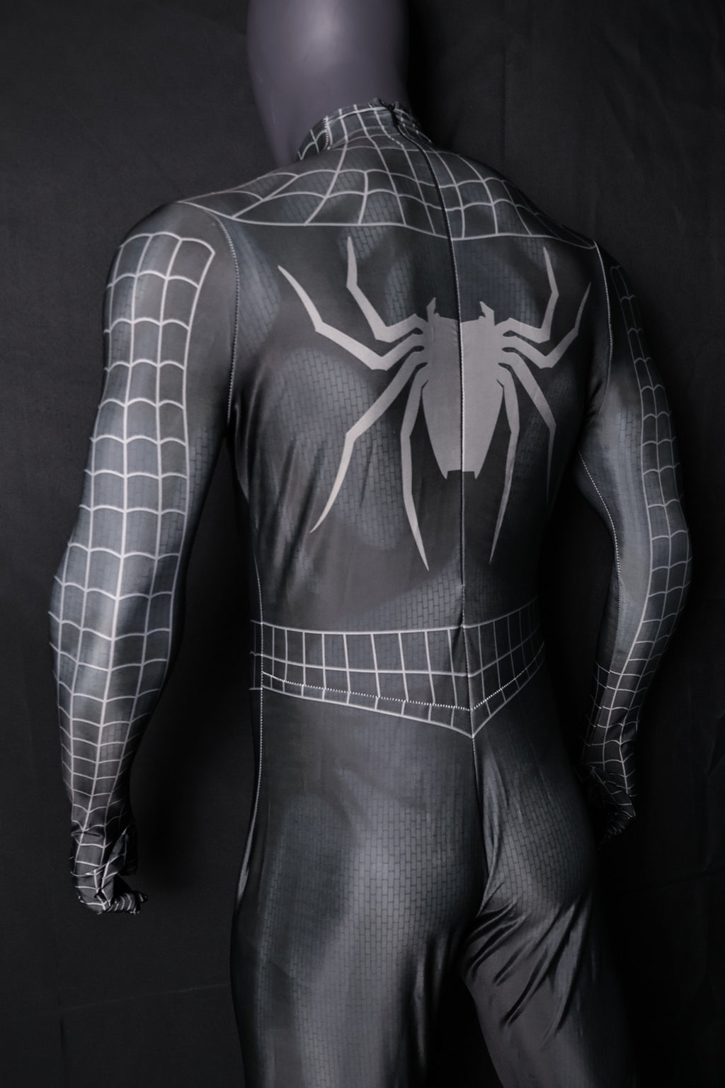 Black Spider-Man 3 Raimi Spandex Jumpsuit Raised Webbing for Men Kids Cosplay