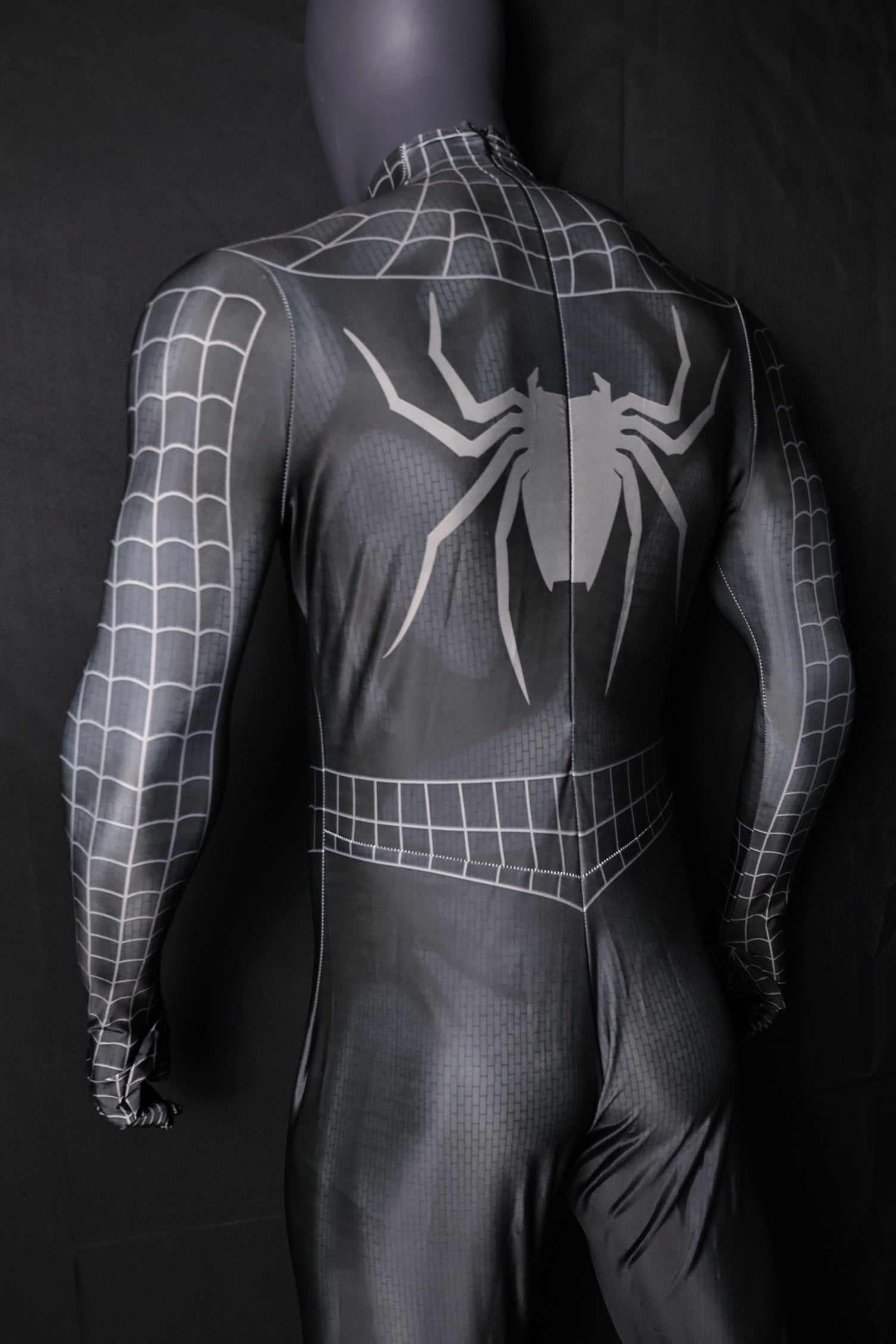Black Spider-Man 3 Raimi Spandex Jumpsuit Raised Webbing for Men Kids Cosplay