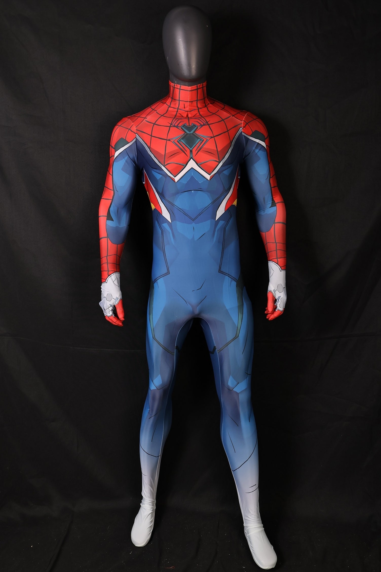 Tech Blue Webbed Red Spandex Bodysuit Rivals S M Punk Men Outfit