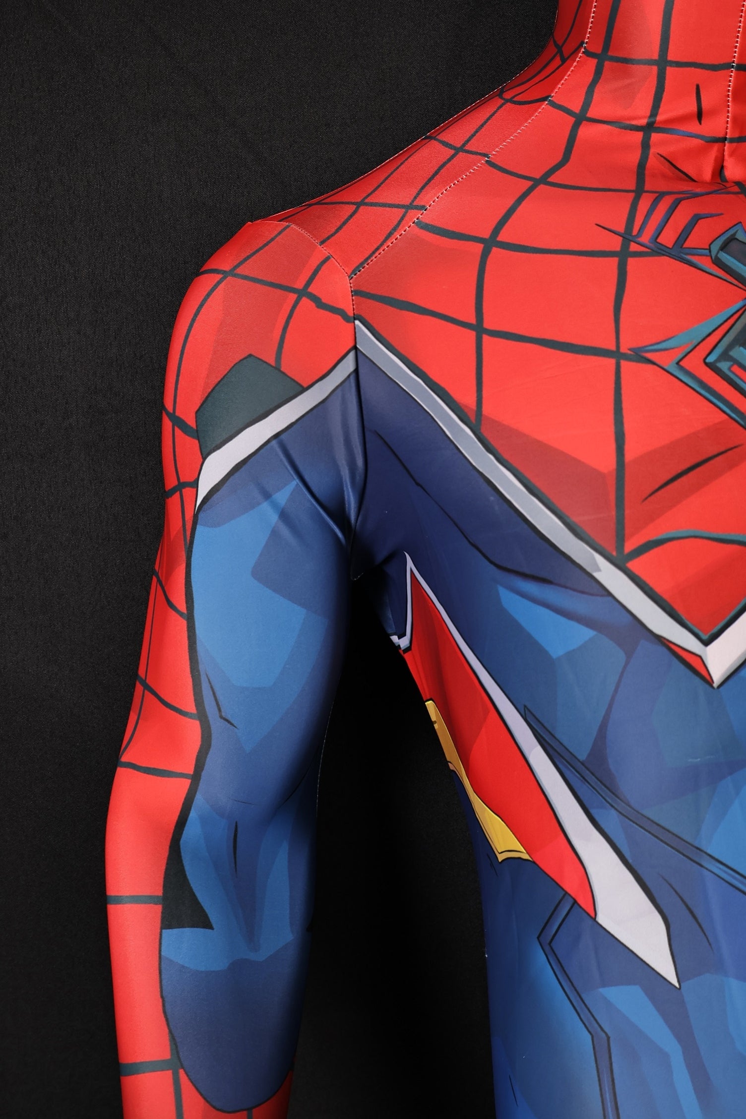 Tech Blue Webbed Red Spandex Bodysuit Rivals S M Punk Men Outfit