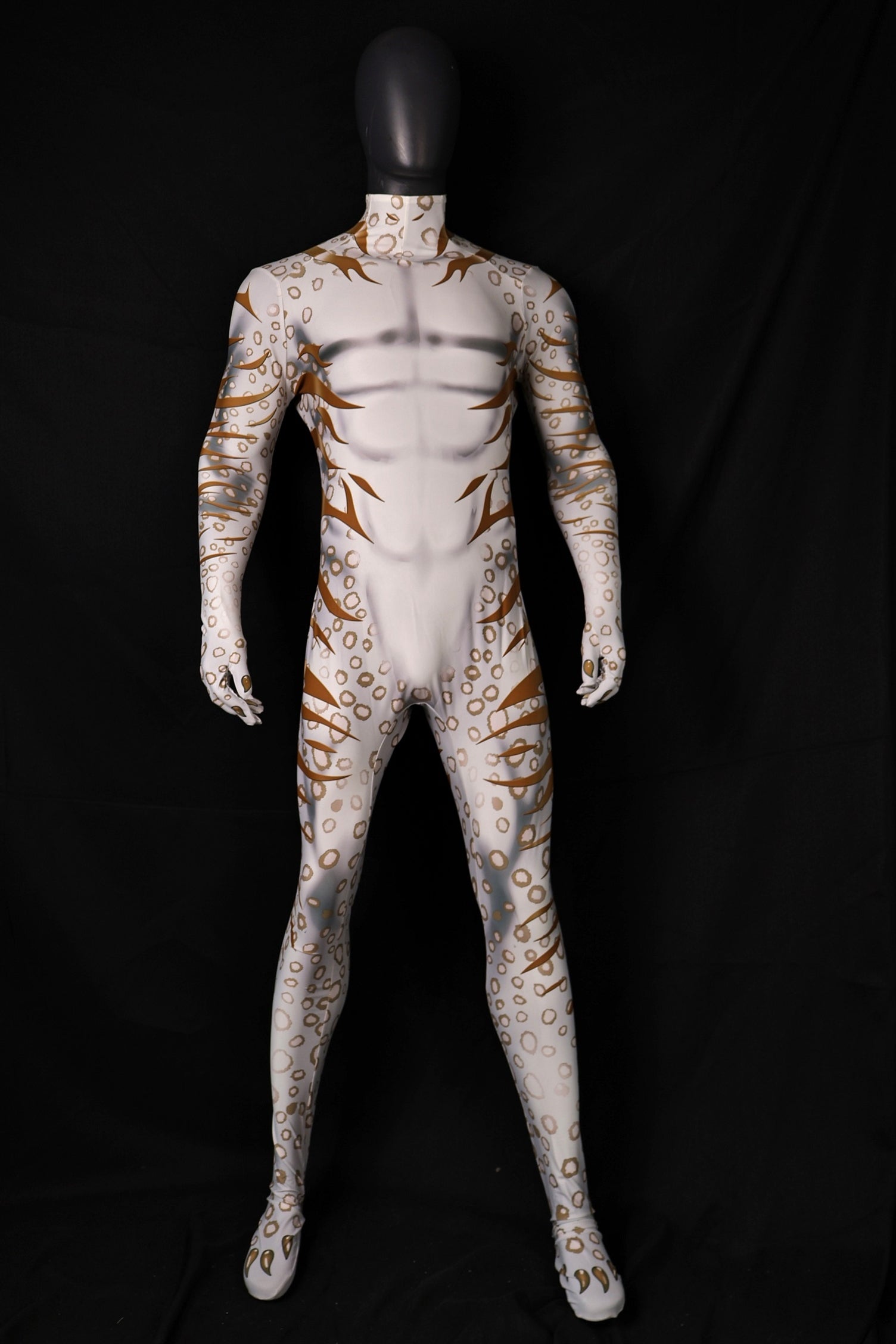 Opening bespoke workshop commissions for high quality male snow leopard jumpsuits