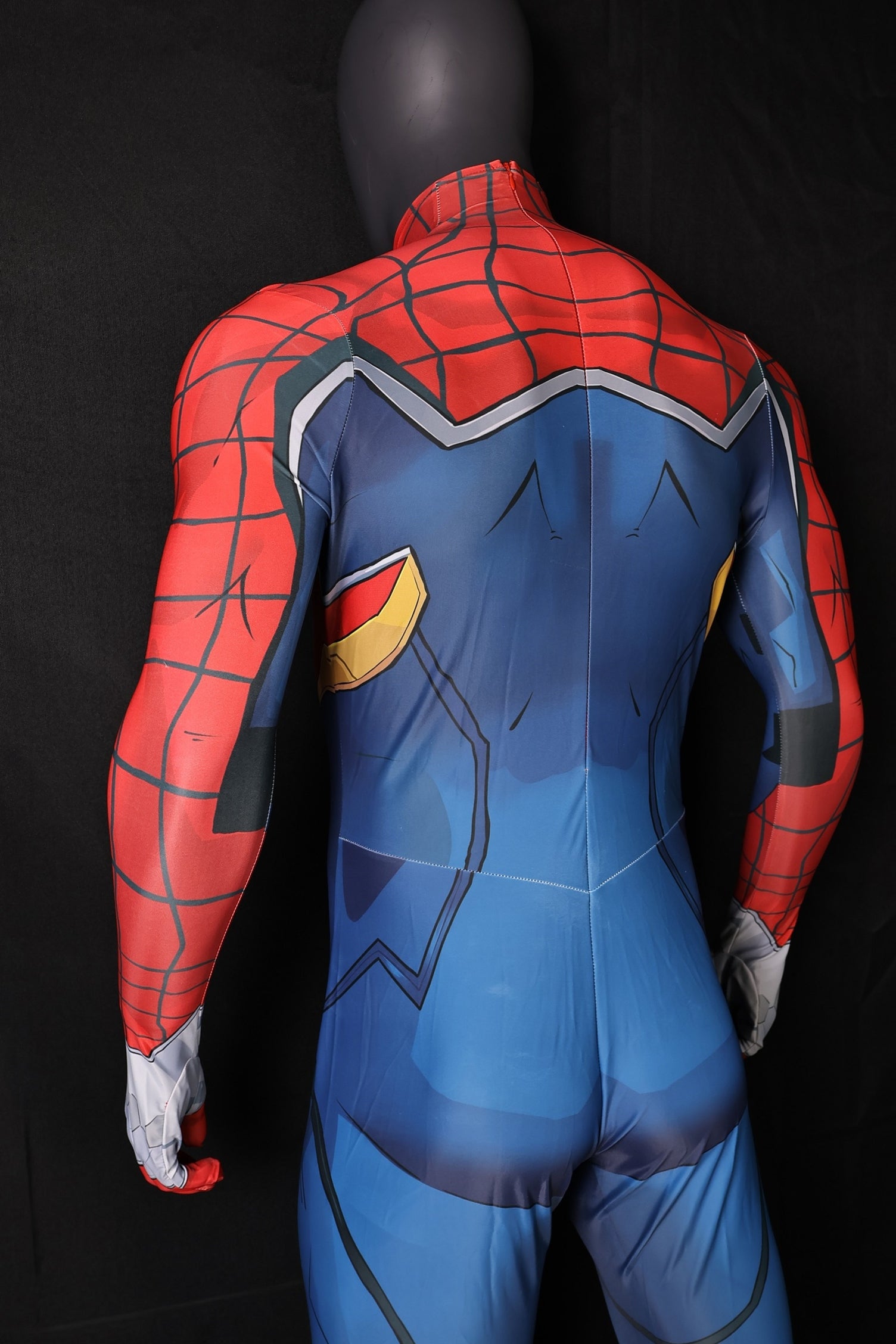 Tech Blue Webbed Red Spandex Bodysuit Rivals S M Punk Men Outfit