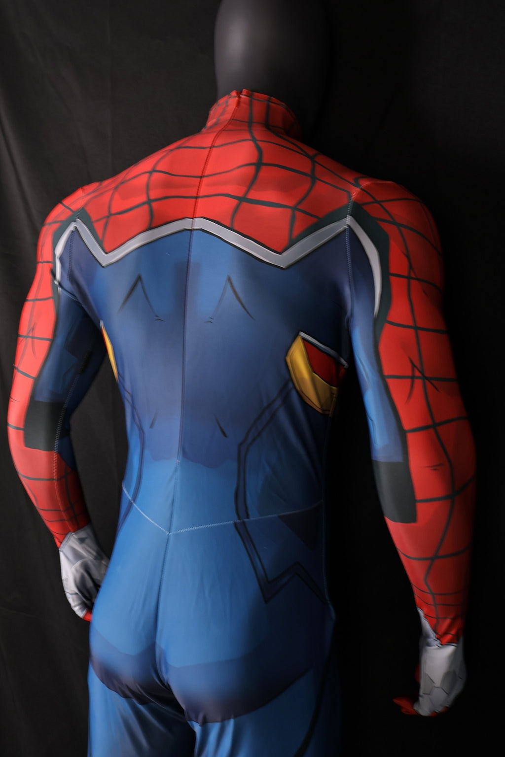 Tech Blue Webbed Red Spandex Bodysuit Rivals S M Punk Men Outfit