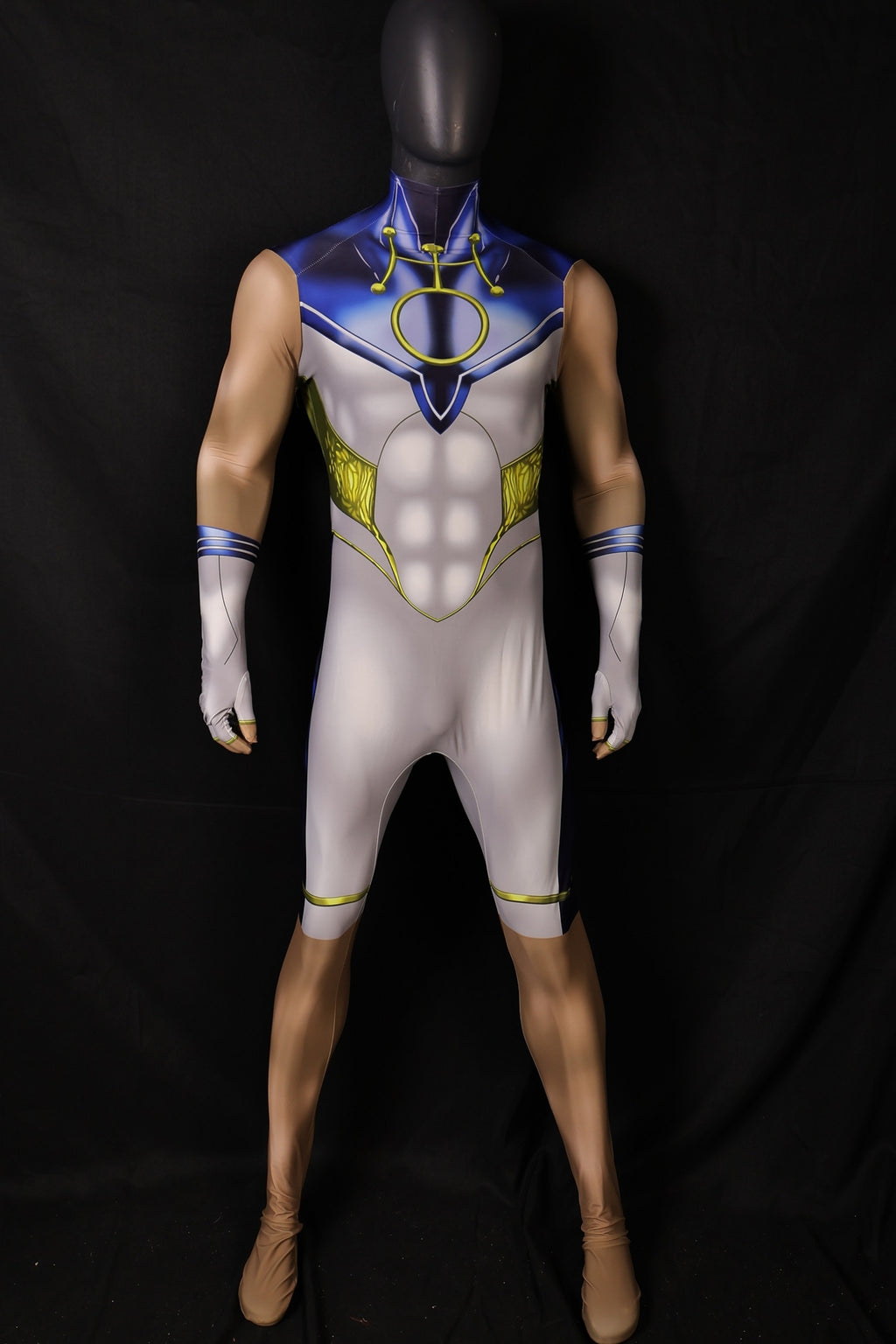 Men Sailor Moon White Navy Blue Muscular Texture Cosplay Jumpsuit