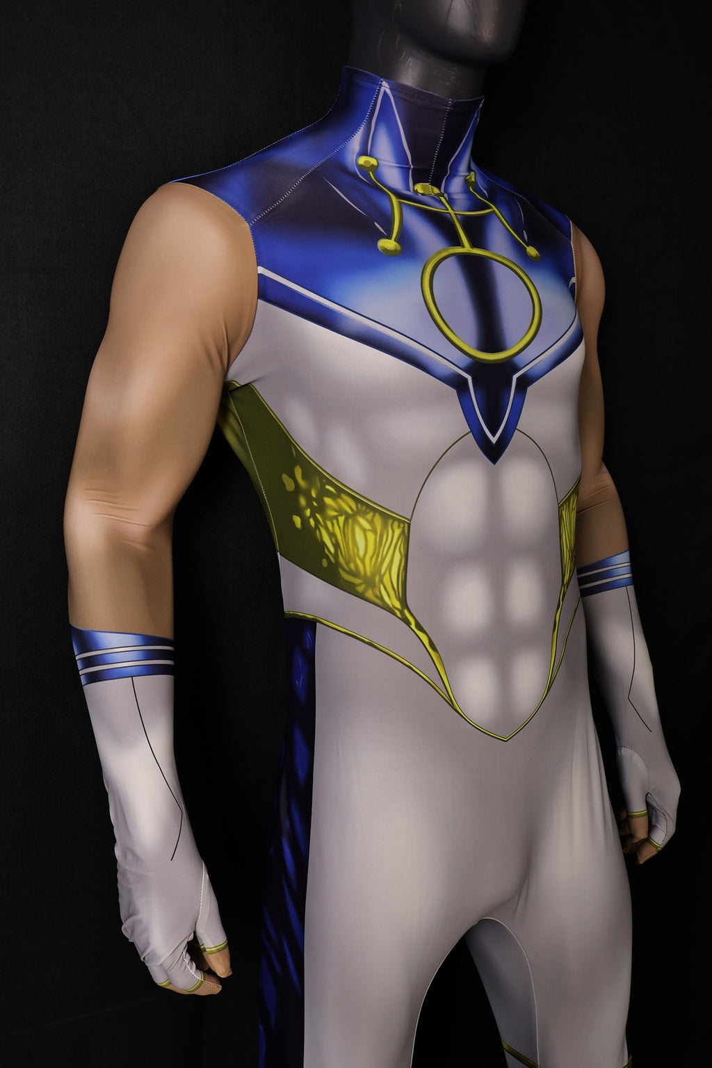 Men Sailor Moon White Navy Blue Muscular Texture Cosplay Jumpsuit