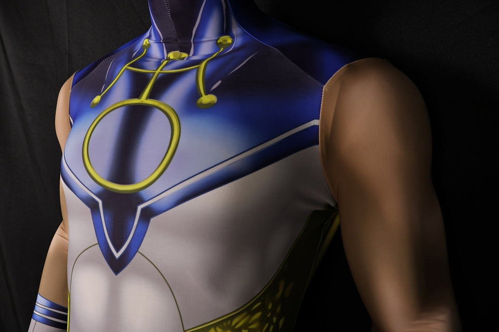 Men Sailor Moon White Navy Blue Muscular Texture Cosplay Jumpsuit