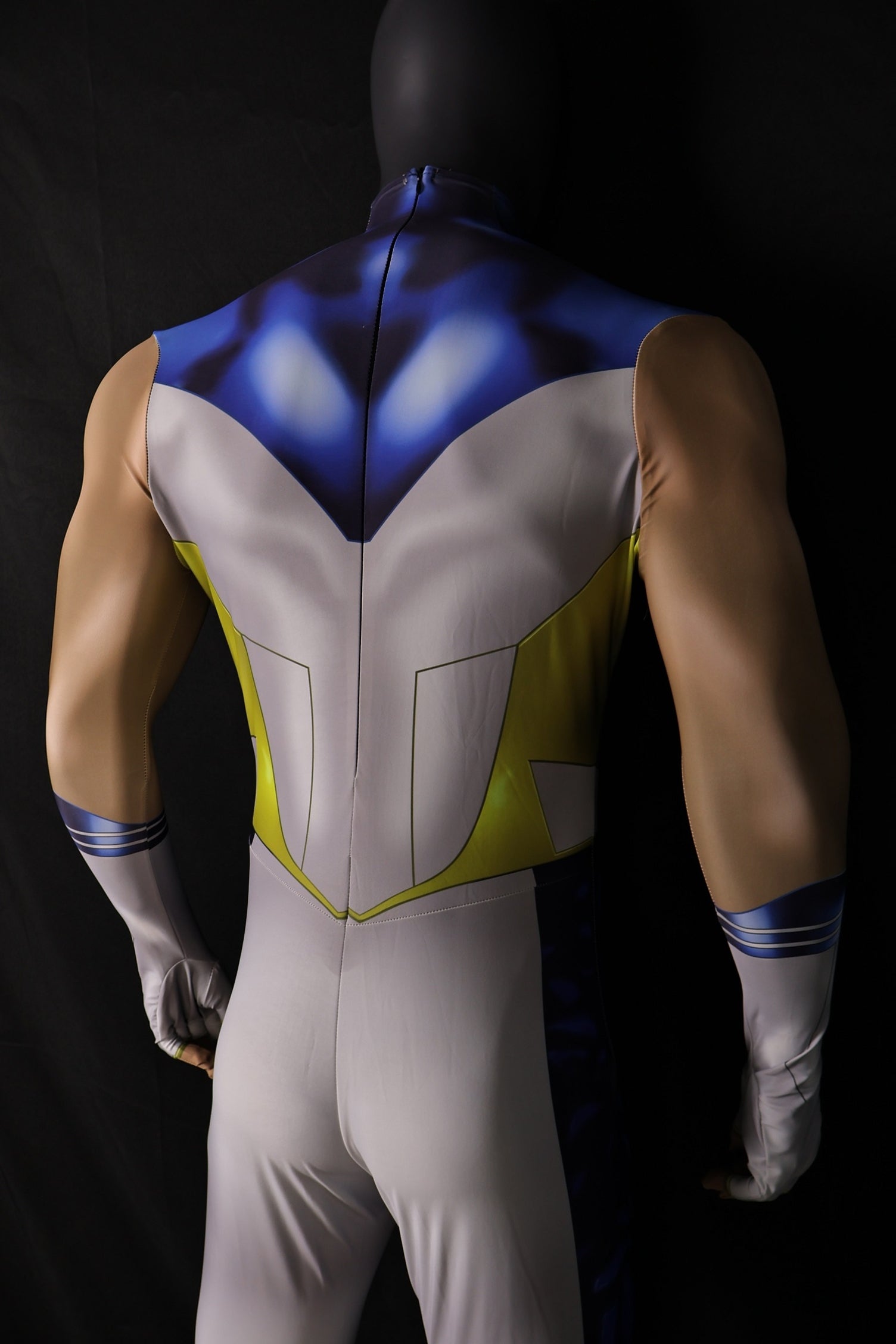 Men Sailor Moon White Navy Blue Muscular Texture Cosplay Jumpsuit