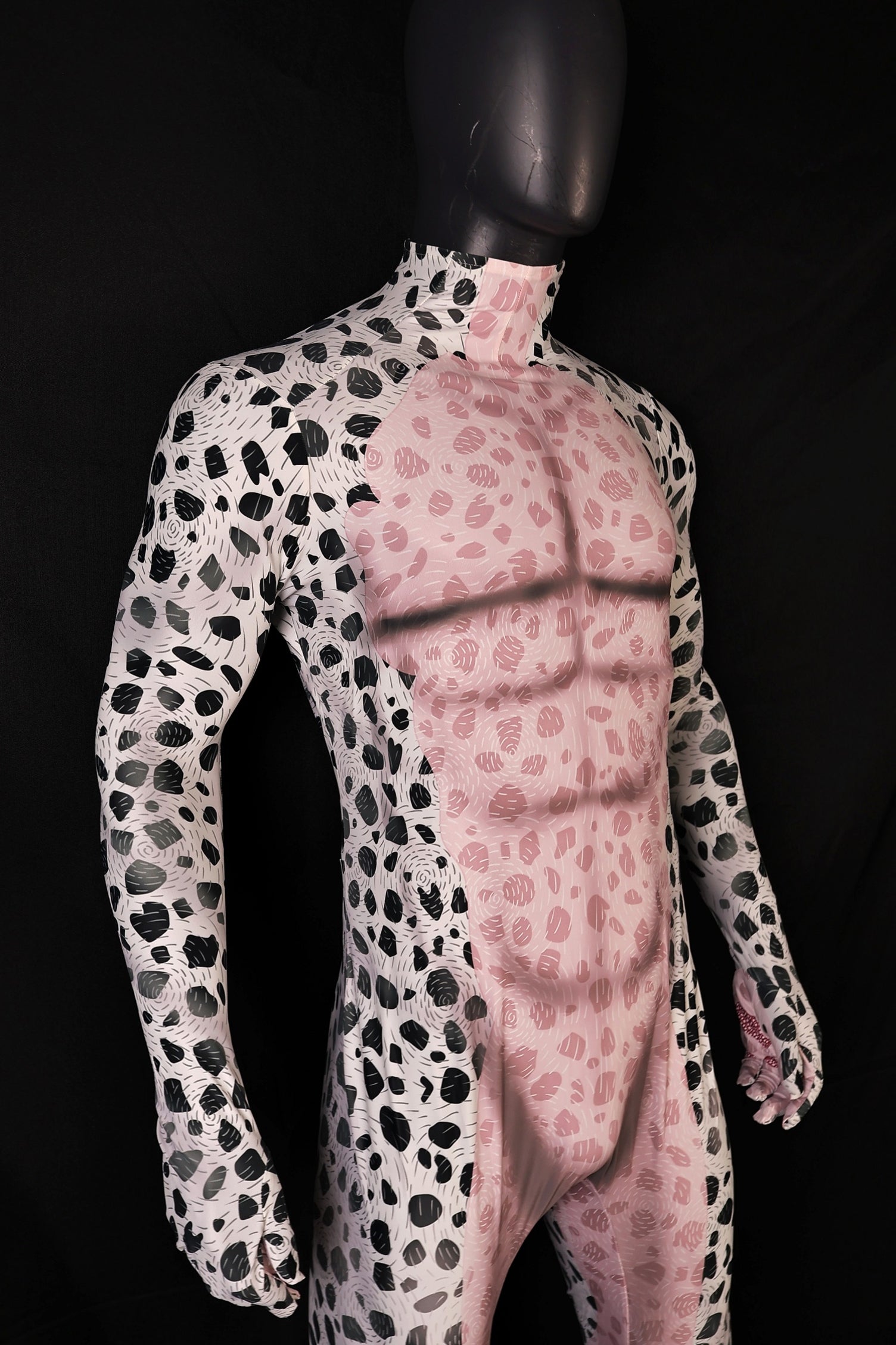 Replicating male dalmatian style bodysuits accurately from your provided images