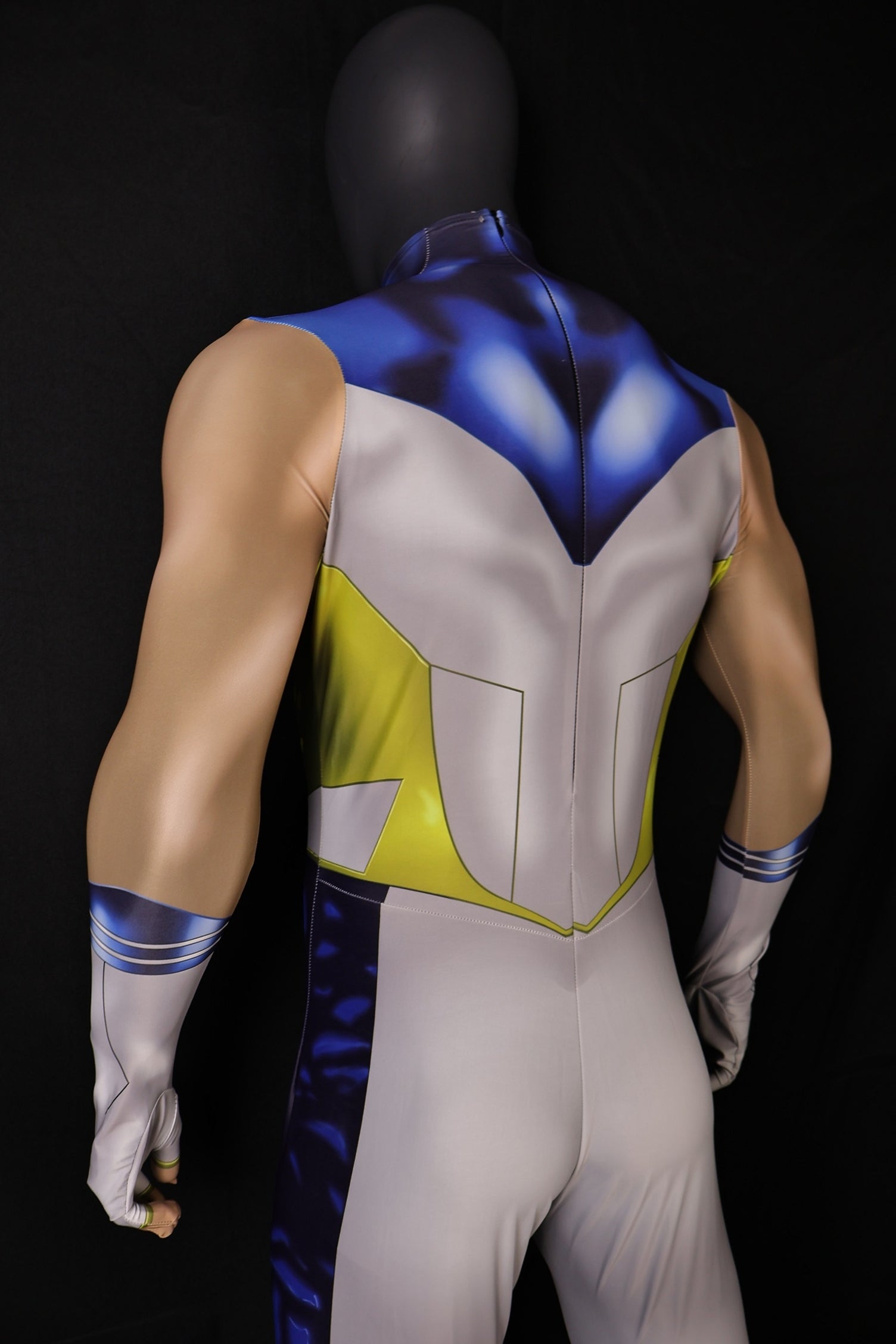Men Sailor Moon White Navy Blue Muscular Texture Cosplay Jumpsuit