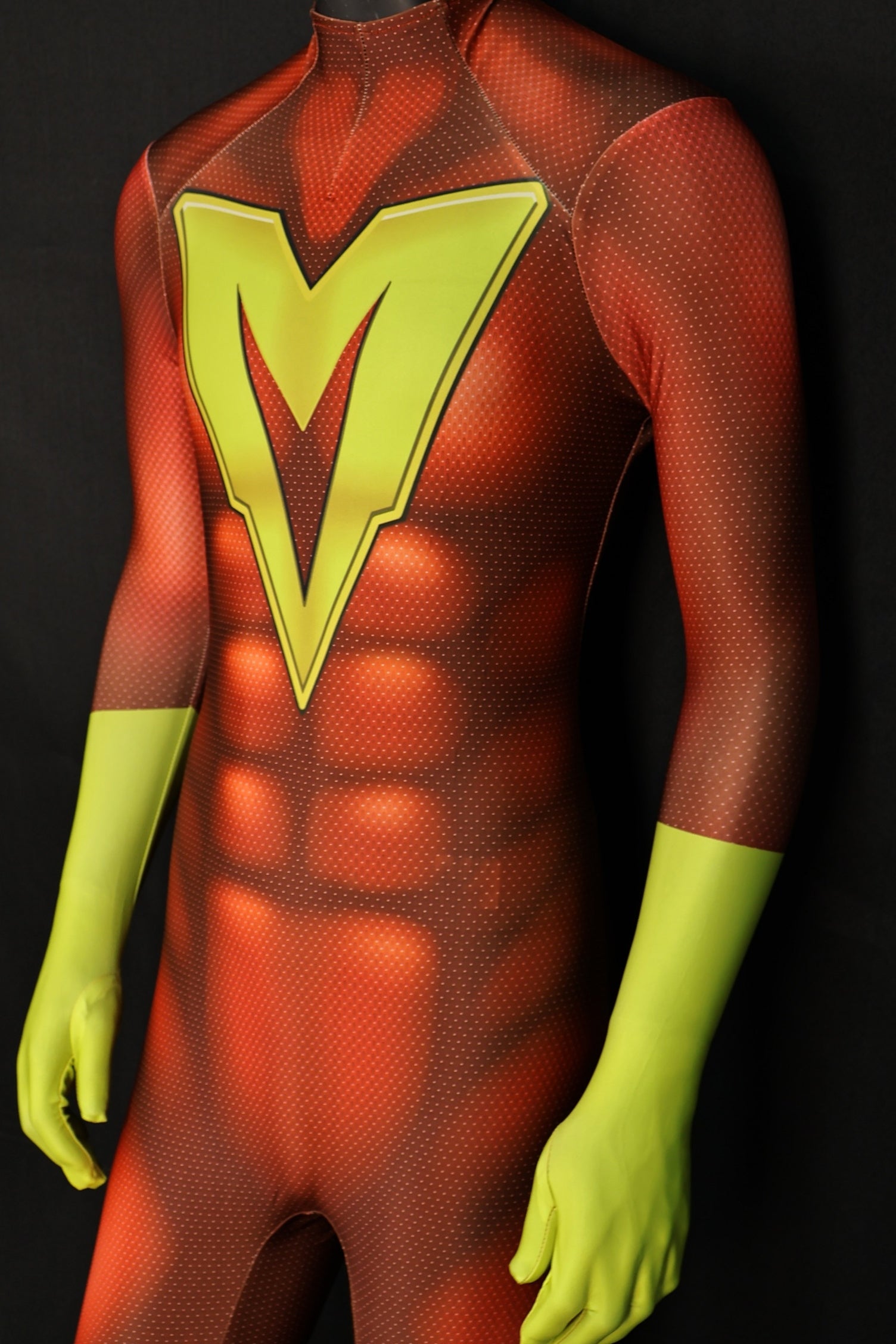 Mighty Man Vintage Red Yellow Retro Comic Superhero Suit Male Version