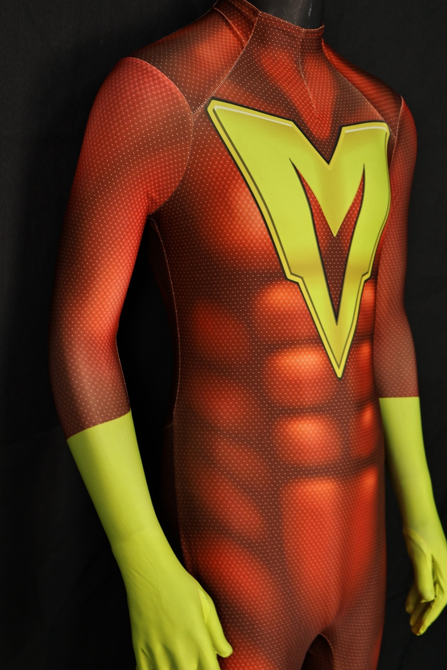 Mighty Man Vintage Red Yellow Retro Comic Superhero Suit Male Version