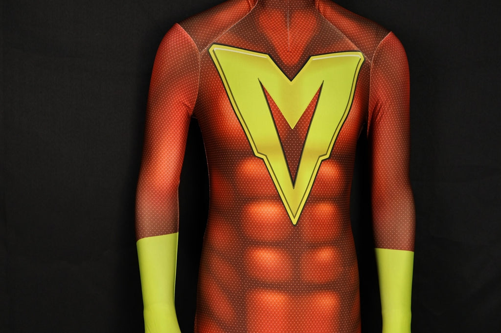 Mighty Man Vintage Red Yellow Retro Comic Superhero Suit Male Version