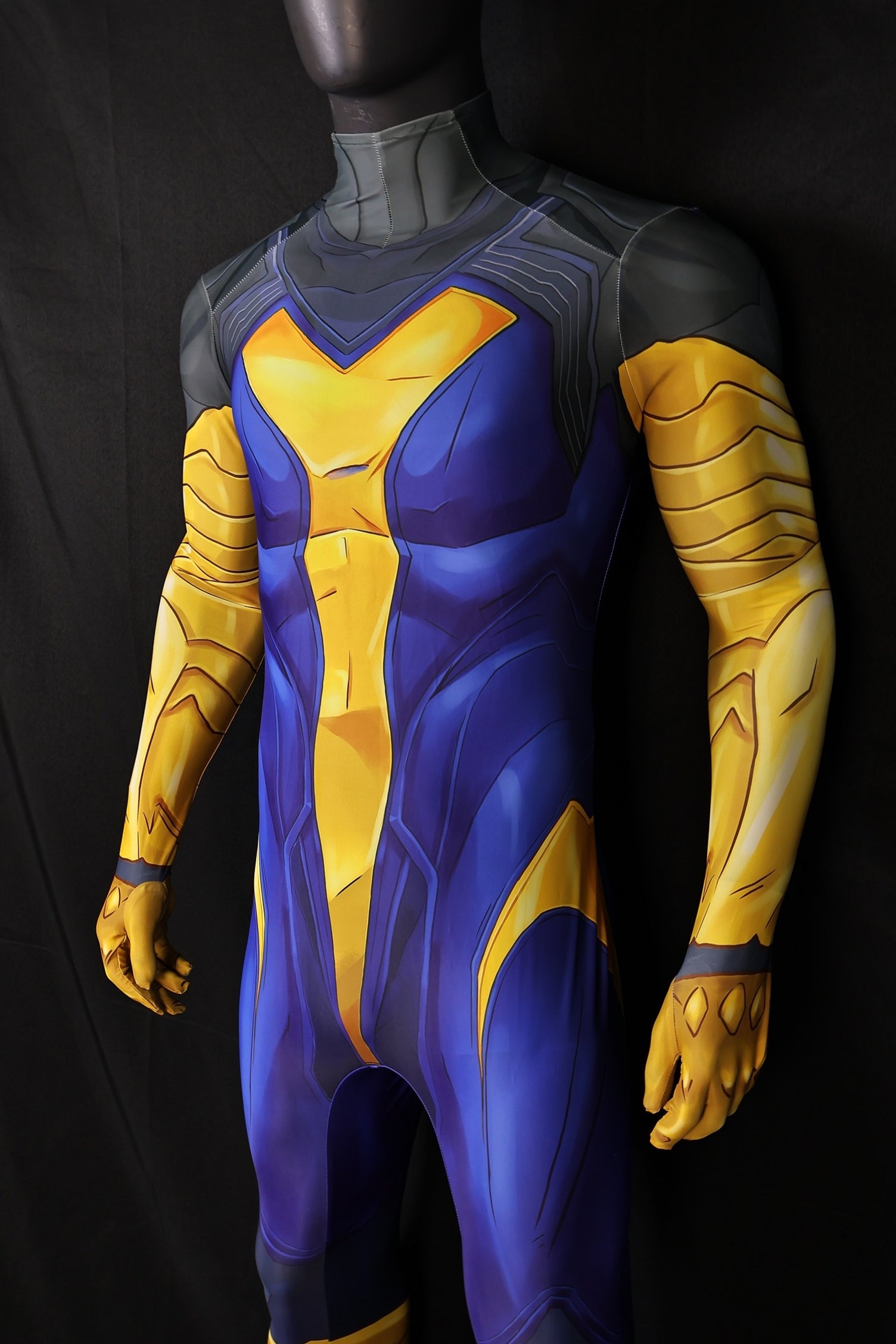 Mariner Blue Violet Spandex Bodysuit Gold Scales Armor Men Cosplay Costume