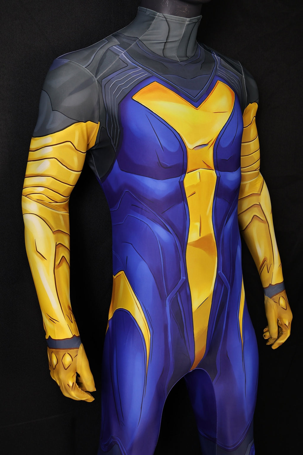 Mariner Blue Violet Spandex Bodysuit Gold Scales Armor Men Cosplay Costume