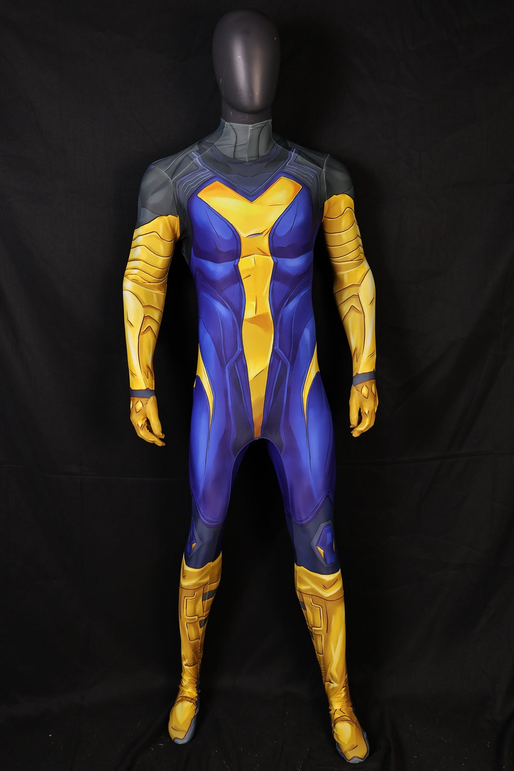 Mariner Blue Violet Spandex Bodysuit Gold Scales Armor Men Cosplay Costume