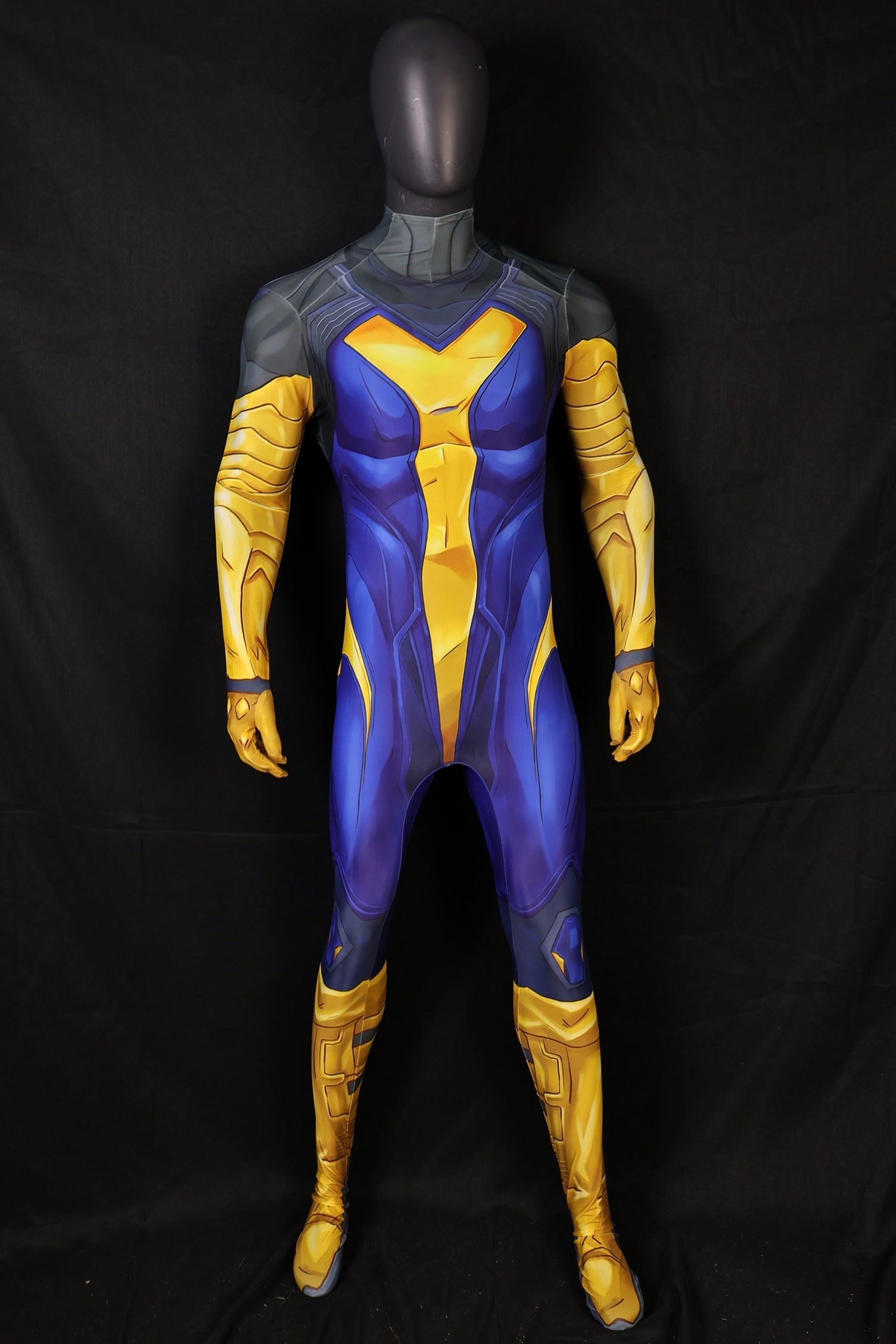 Mariner Blue Violet Spandex Bodysuit Gold Scales Armor Men Cosplay Costume