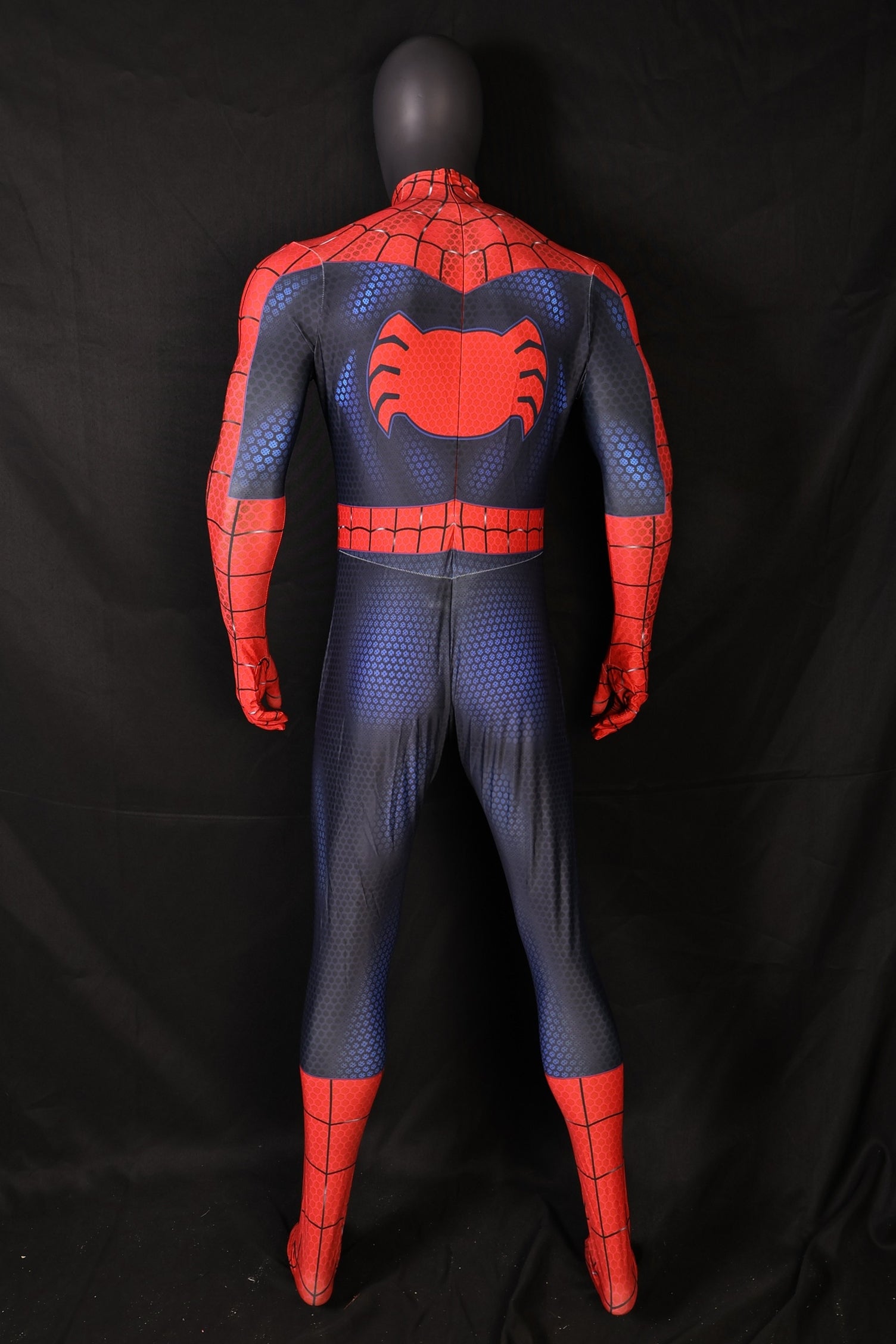 Spandex Bodysuit Webbed Red Dark Indigo Ultimate Spiderman Men Outfit