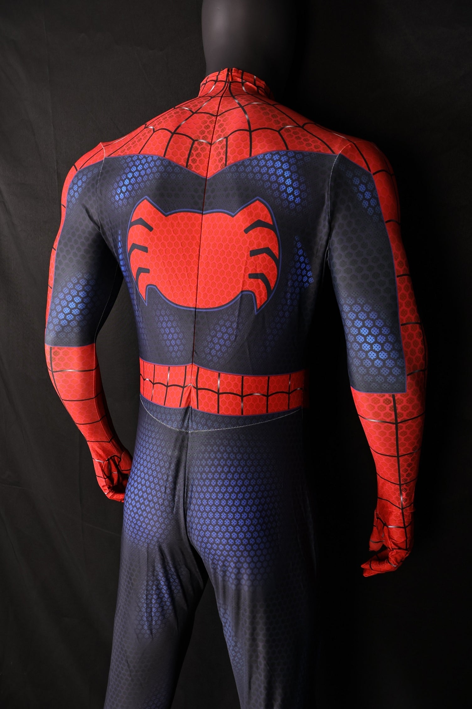 Spandex Bodysuit Webbed Red Dark Indigo Ultimate Spiderman Men Outfit