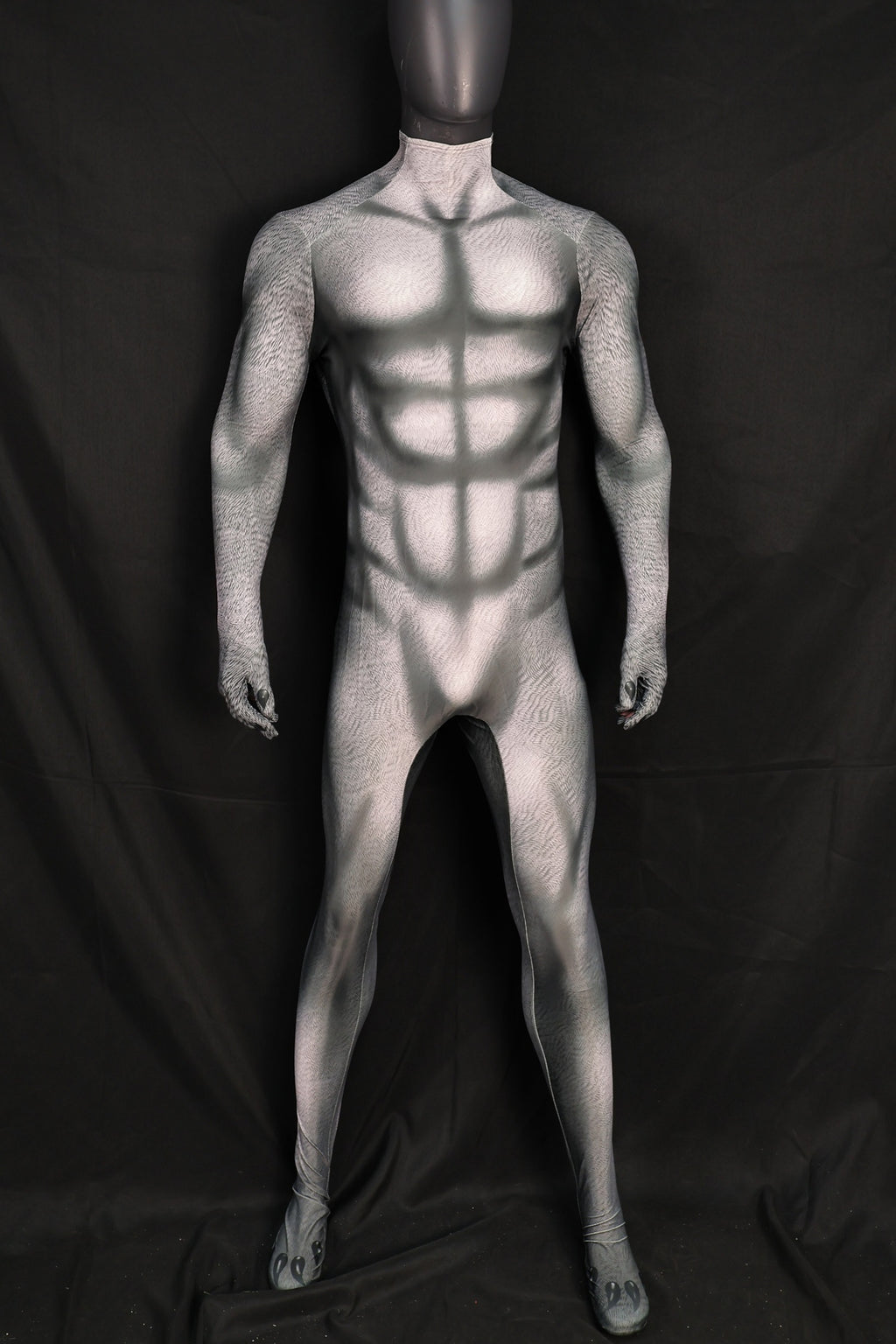 Realistic Vintage Husky Grey Fur Muscle Shaded Bodysuit Male Edition