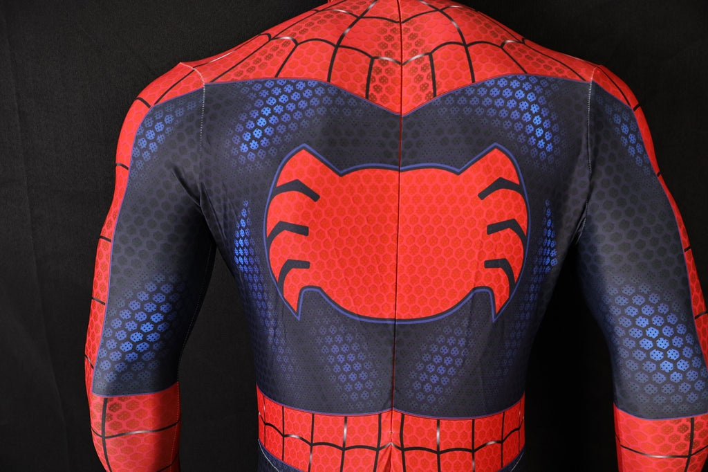 Spandex Bodysuit Webbed Red Dark Indigo Ultimate Spiderman Men Outfit