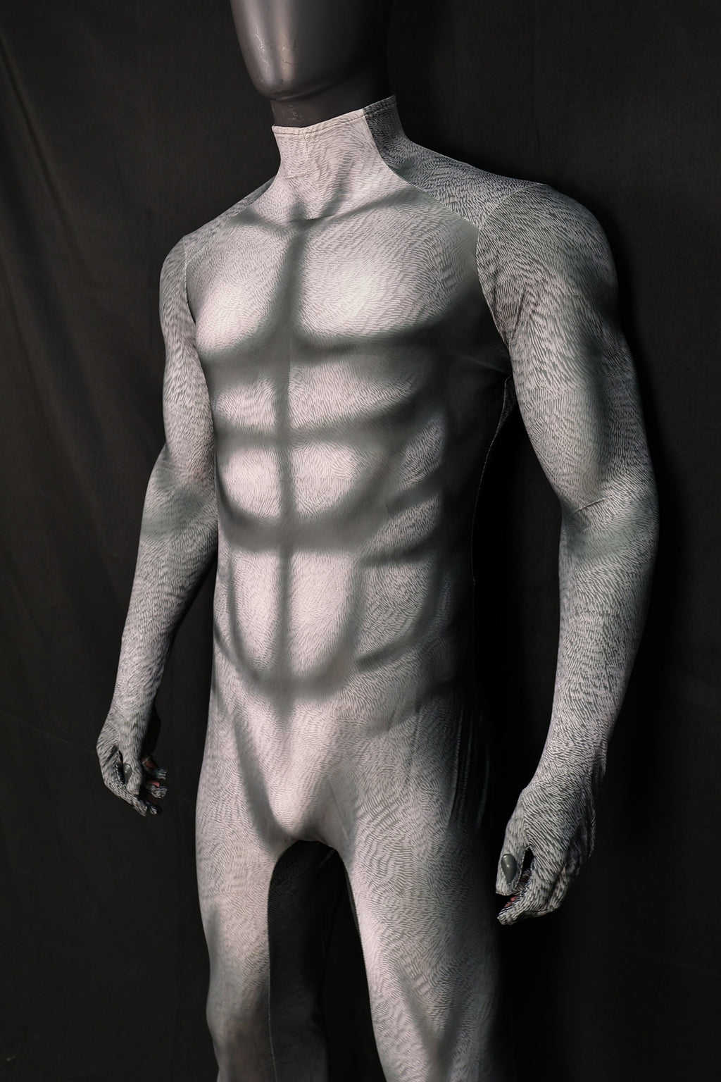 Realistic Vintage Husky Grey Fur Muscle Shaded Bodysuit Male Edition