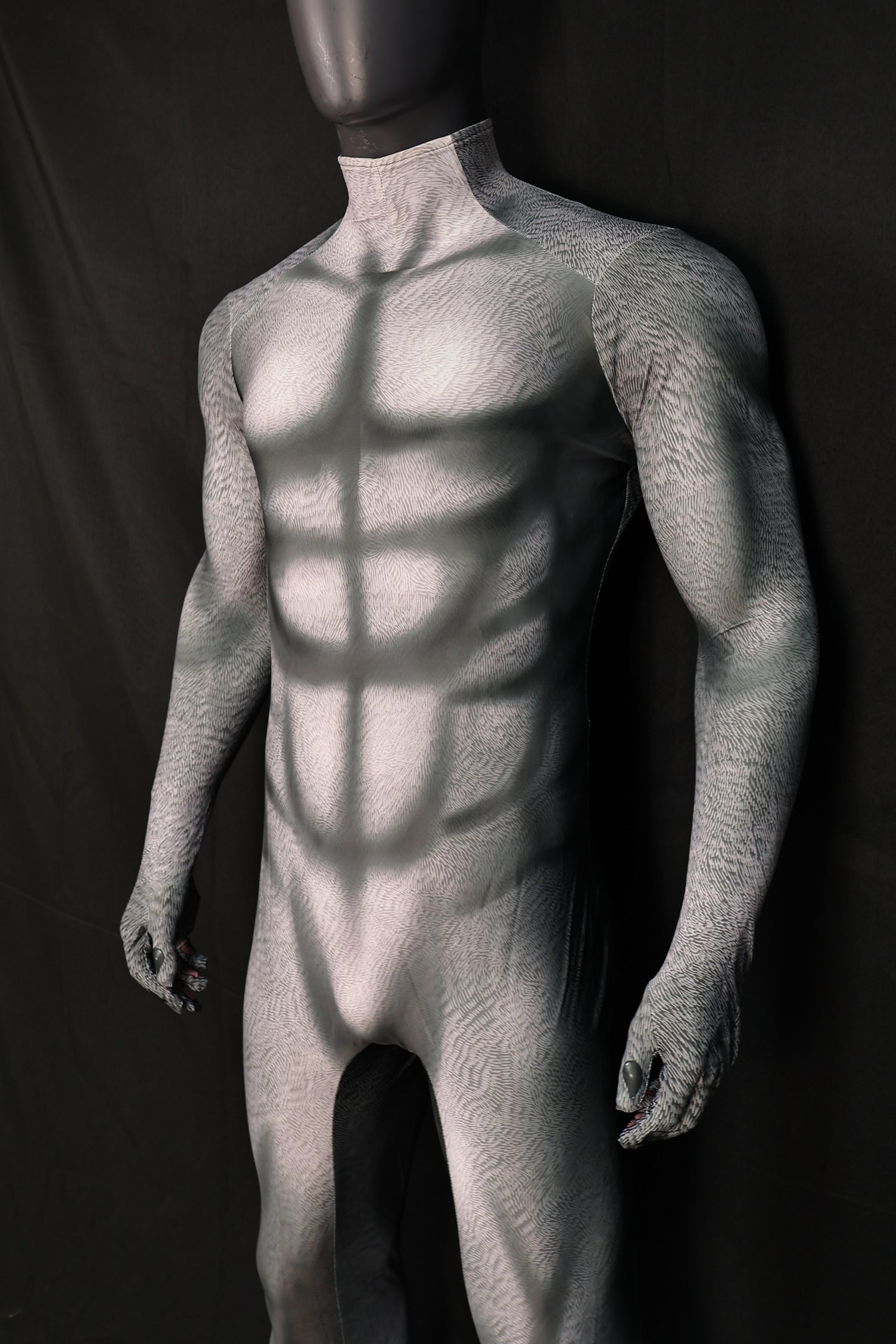 Realistic Vintage Husky Grey Fur Muscle Shaded Bodysuit Male Edition