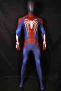 Men PS4 Spiderman Huge White Spider Royal Blue Cosplay Jumpsuit