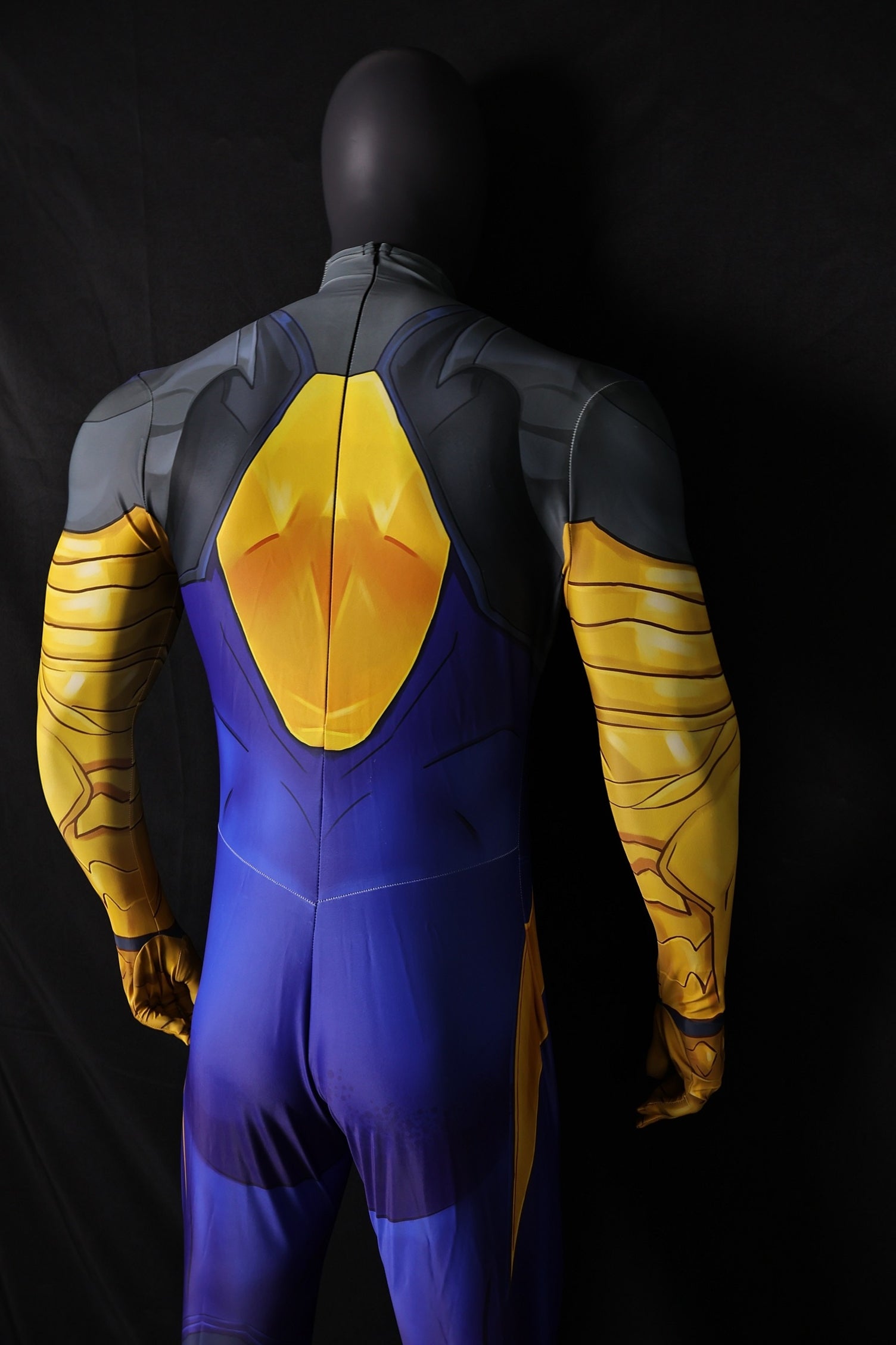 Mariner Blue Violet Spandex Bodysuit Gold Scales Armor Men Cosplay Costume