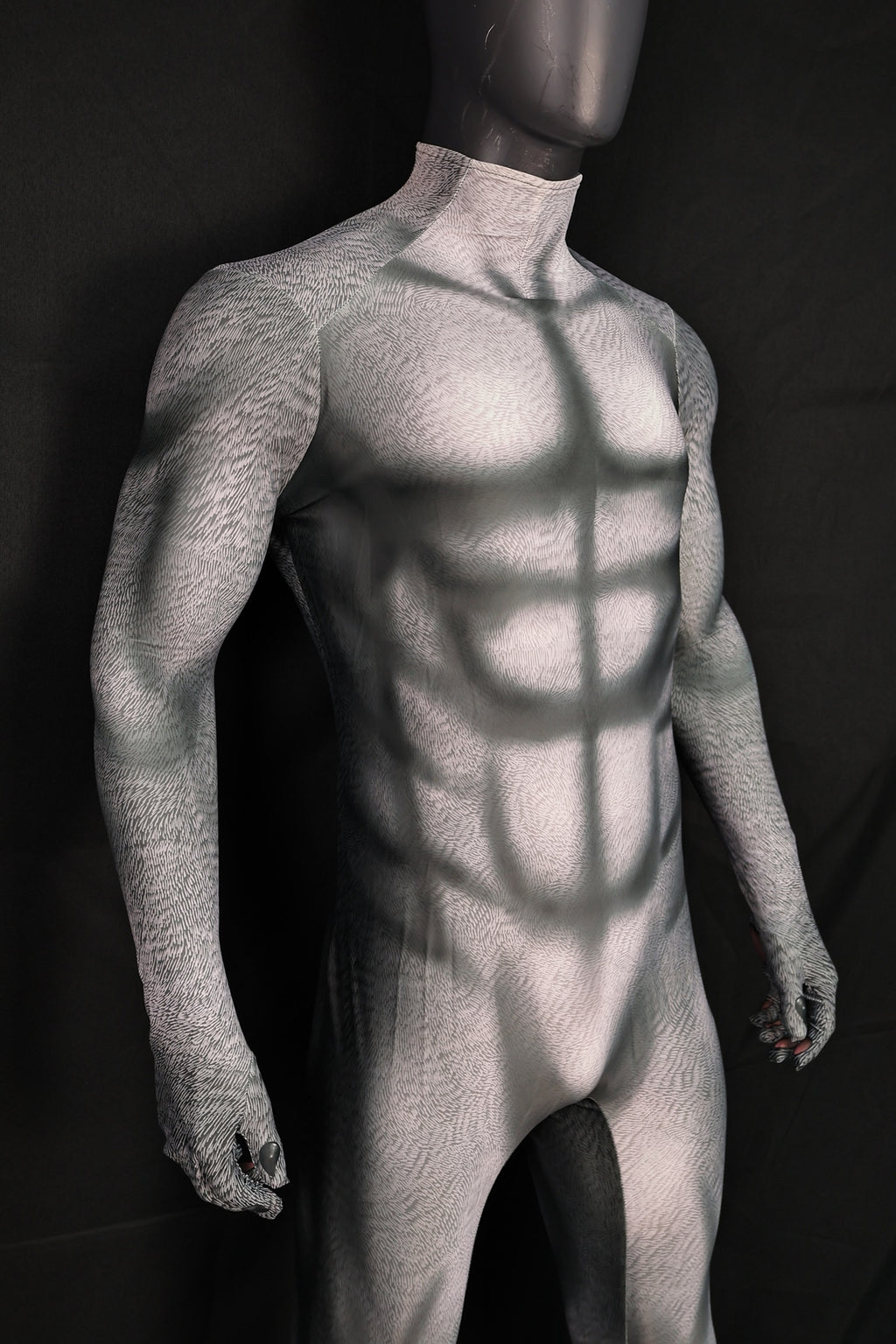 Realistic Vintage Husky Grey Fur Muscle Shaded Bodysuit Male Edition