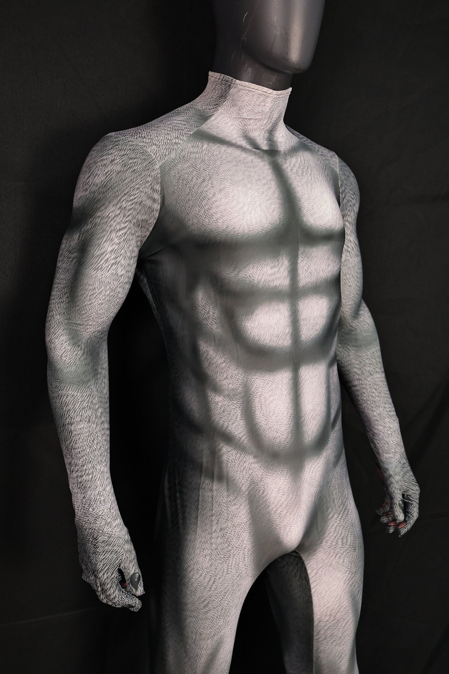 Realistic Vintage Husky Grey Fur Muscle Shaded Bodysuit Male Edition