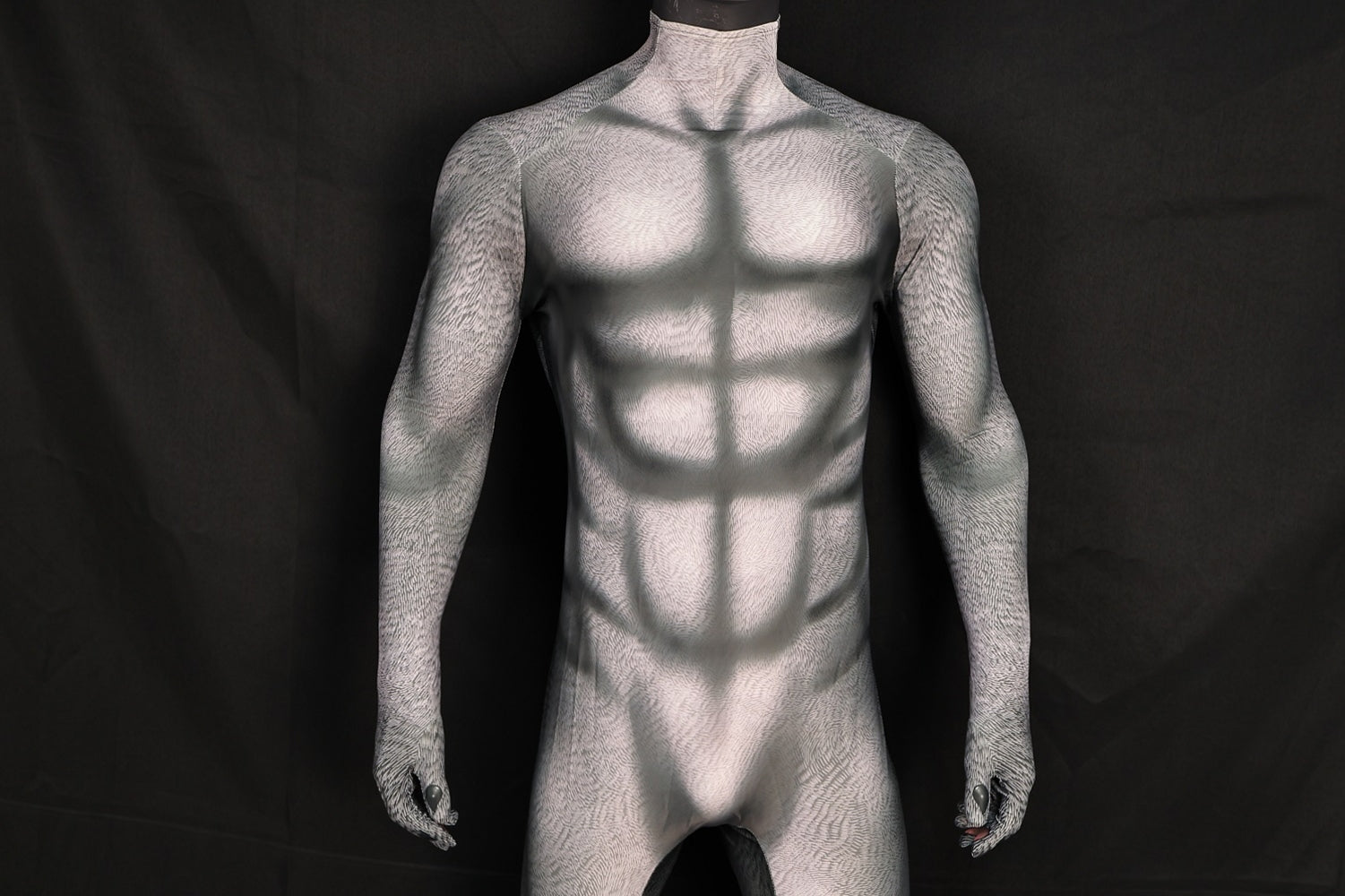 Realistic Vintage Husky Grey Fur Muscle Shaded Bodysuit Male Edition
