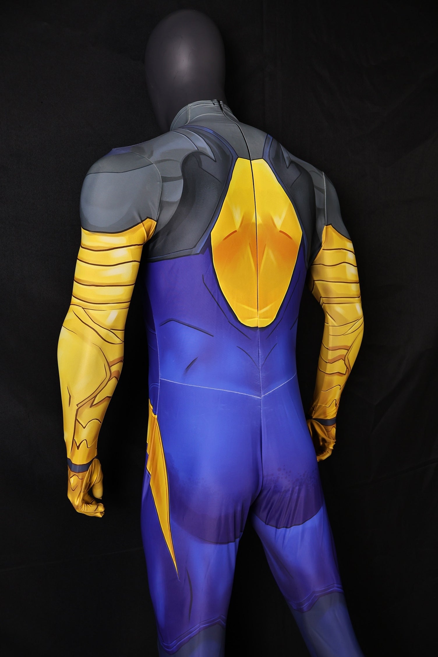 Mariner Blue Violet Spandex Bodysuit Gold Scales Armor Men Cosplay Costume