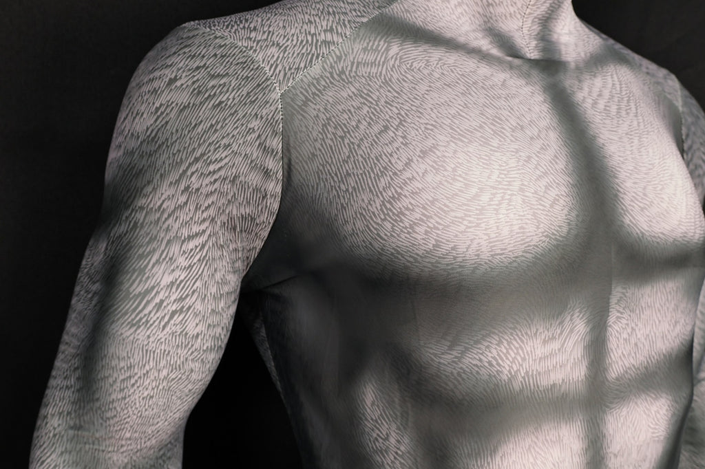 Realistic Vintage Husky Grey Fur Muscle Shaded Bodysuit Male Edition
