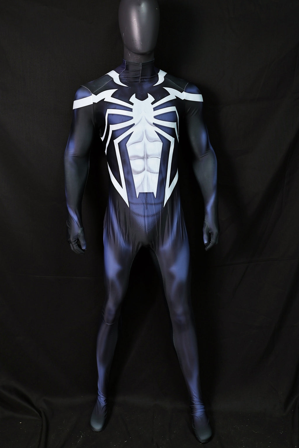 Black Suit Wars Spandex Bodysuit White Spider Emblem Men Cosplay Apparel