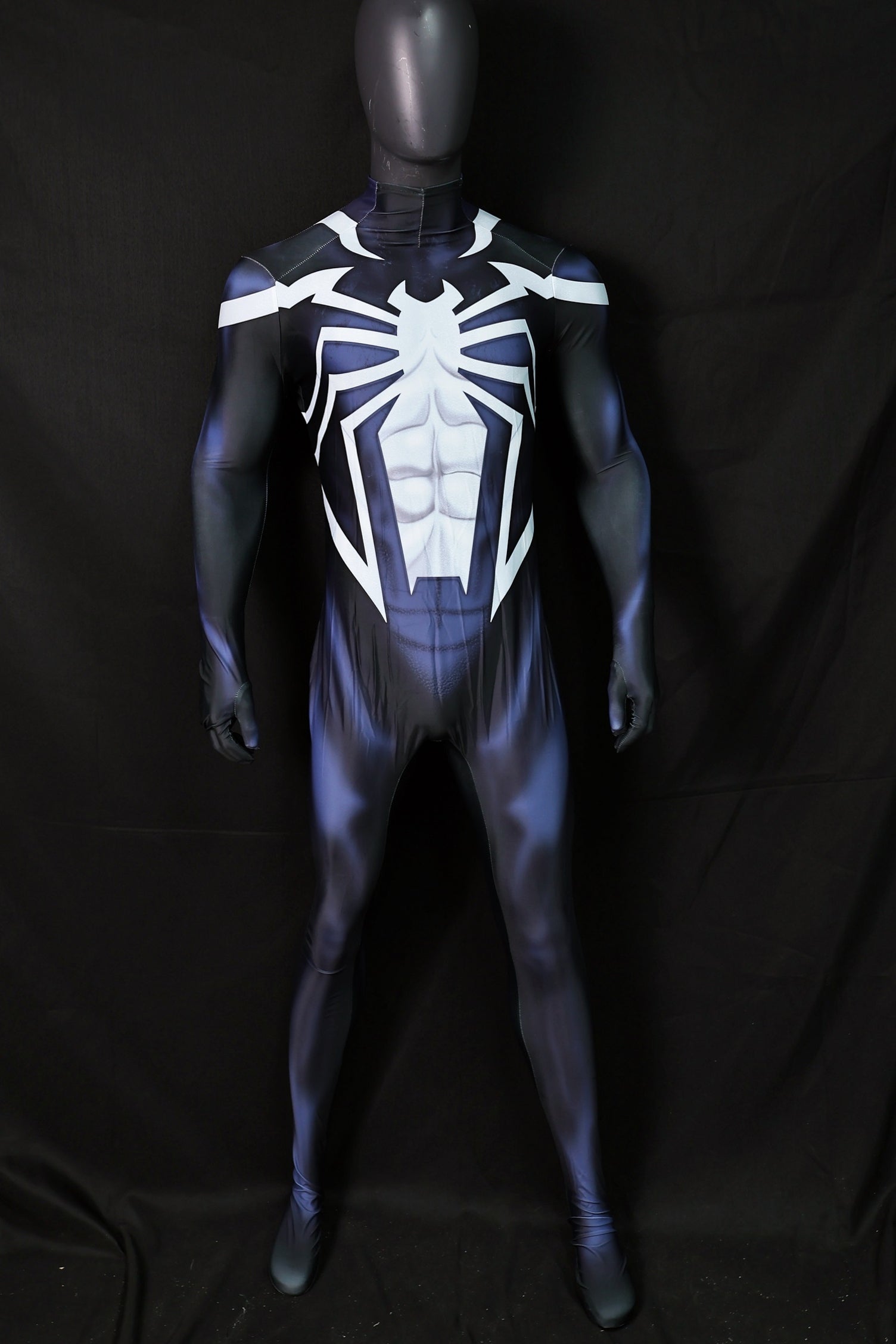 Black Suit Wars Spandex Bodysuit White Spider Emblem Men Cosplay Apparel