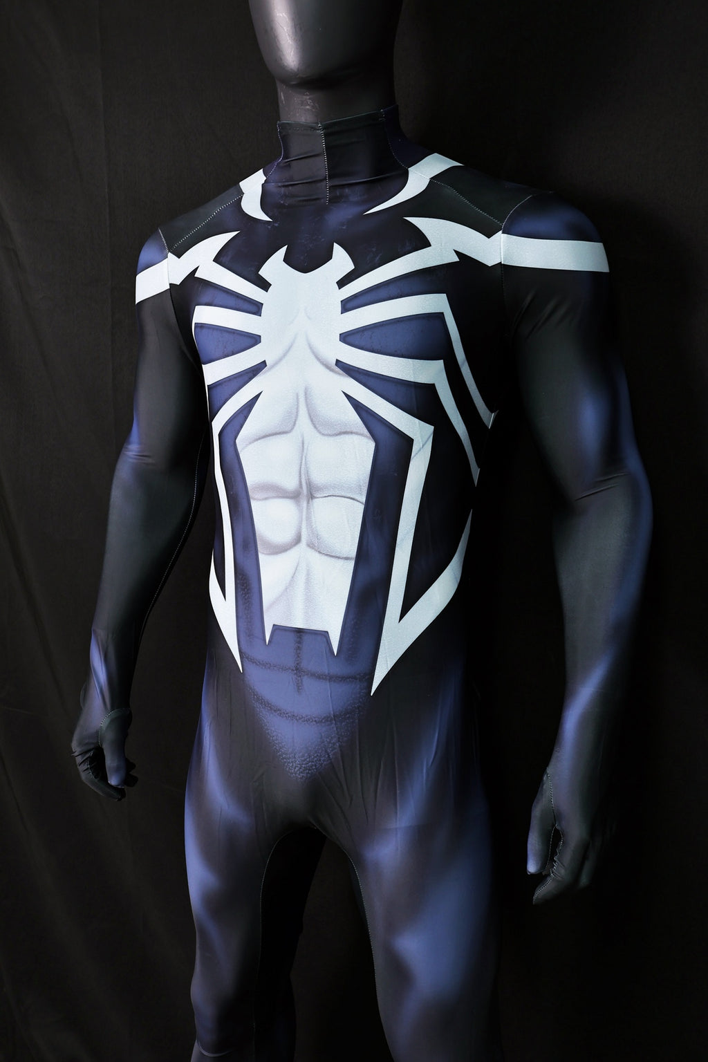 Black Suit Wars Spandex Bodysuit White Spider Emblem Men Cosplay Apparel