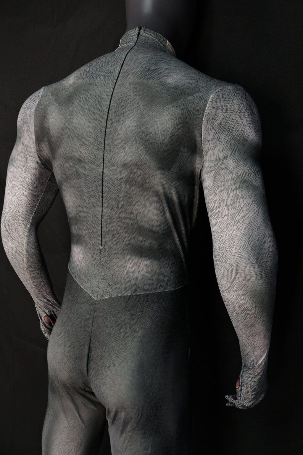Realistic Vintage Husky Grey Fur Muscle Shaded Bodysuit Male Edition