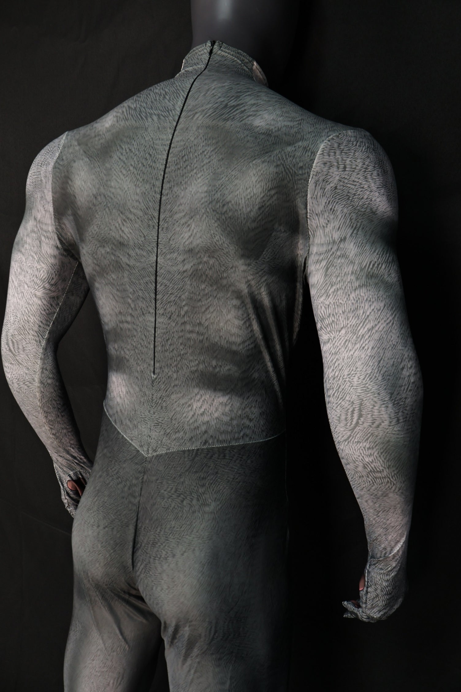 Realistic Vintage Husky Grey Fur Muscle Shaded Bodysuit Male Edition