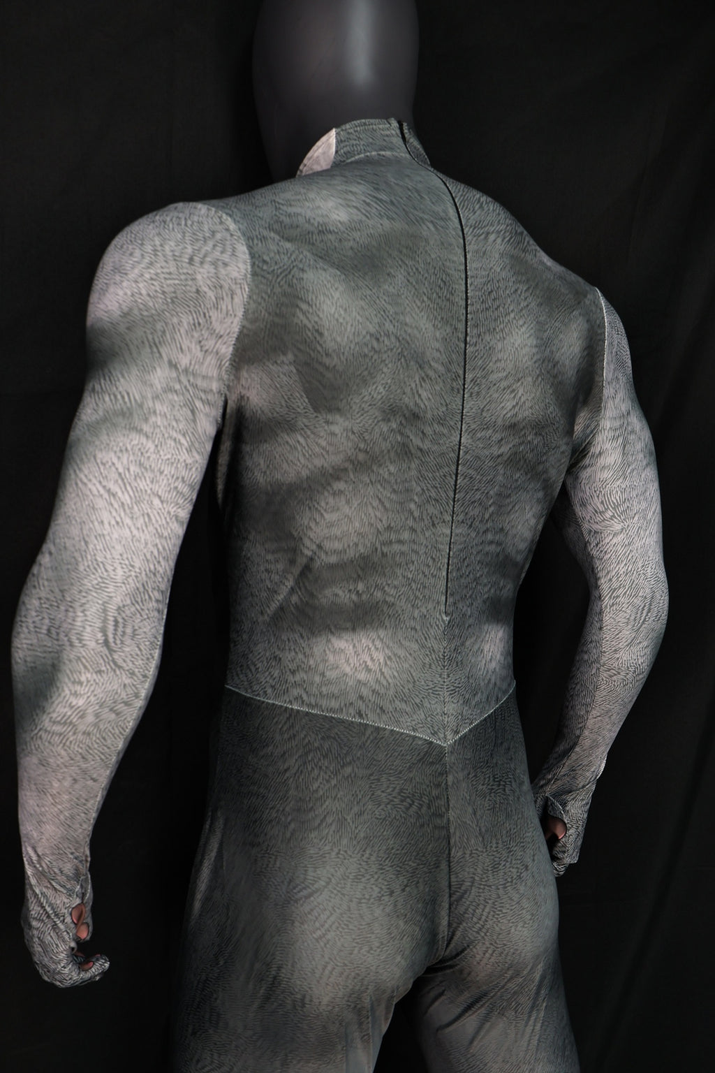 Realistic Vintage Husky Grey Fur Muscle Shaded Bodysuit Male Edition
