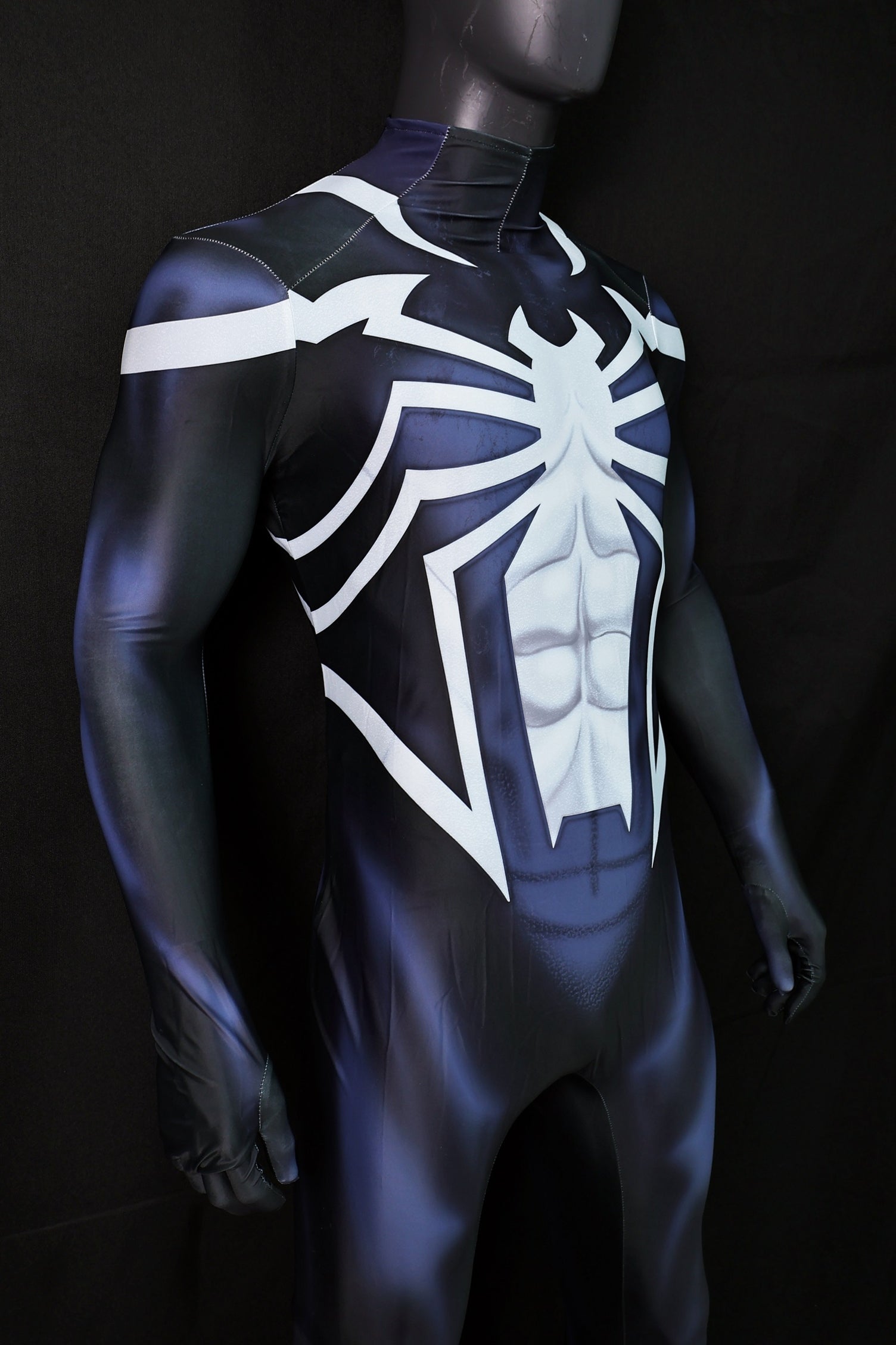 Black Suit Wars Spandex Bodysuit White Spider Emblem Men Cosplay Apparel