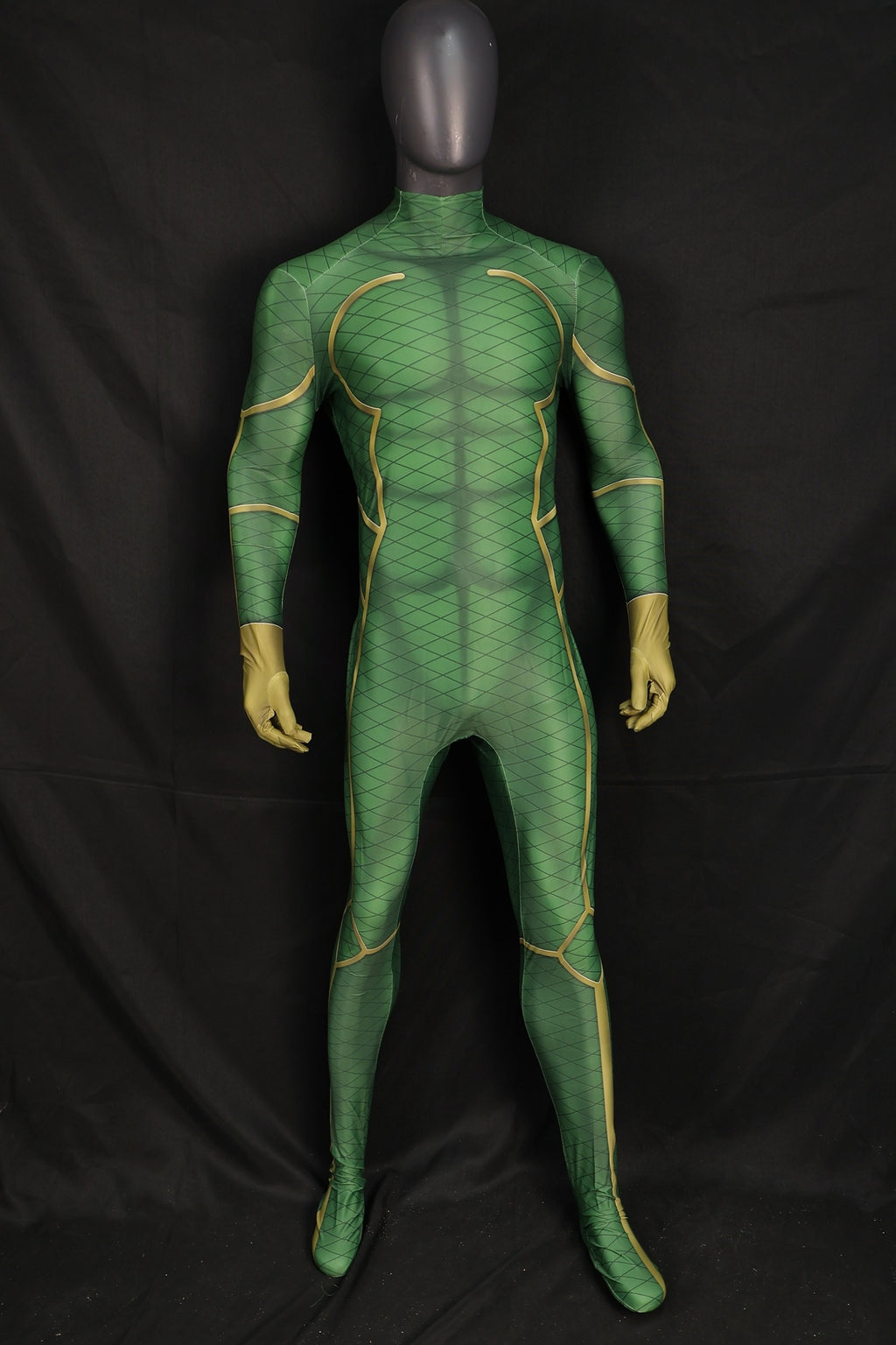 Mysterio Metallic Green Illusionist Attire Gold Trimmed Men Apparel