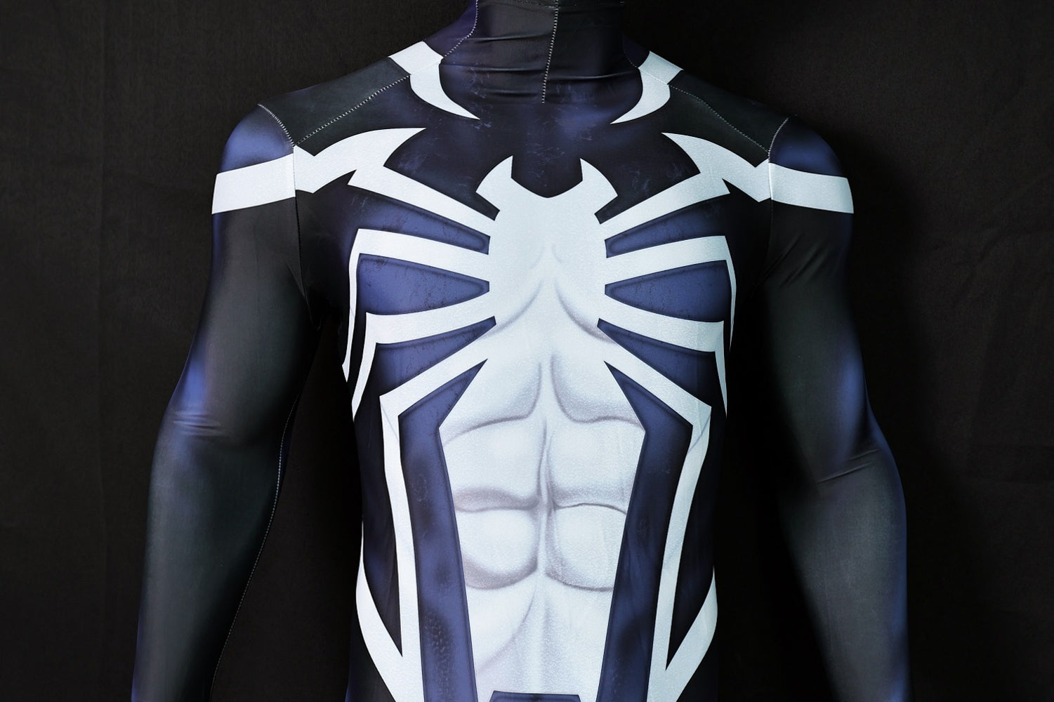 Black Suit Wars Spandex Bodysuit White Spider Emblem Men Cosplay Apparel