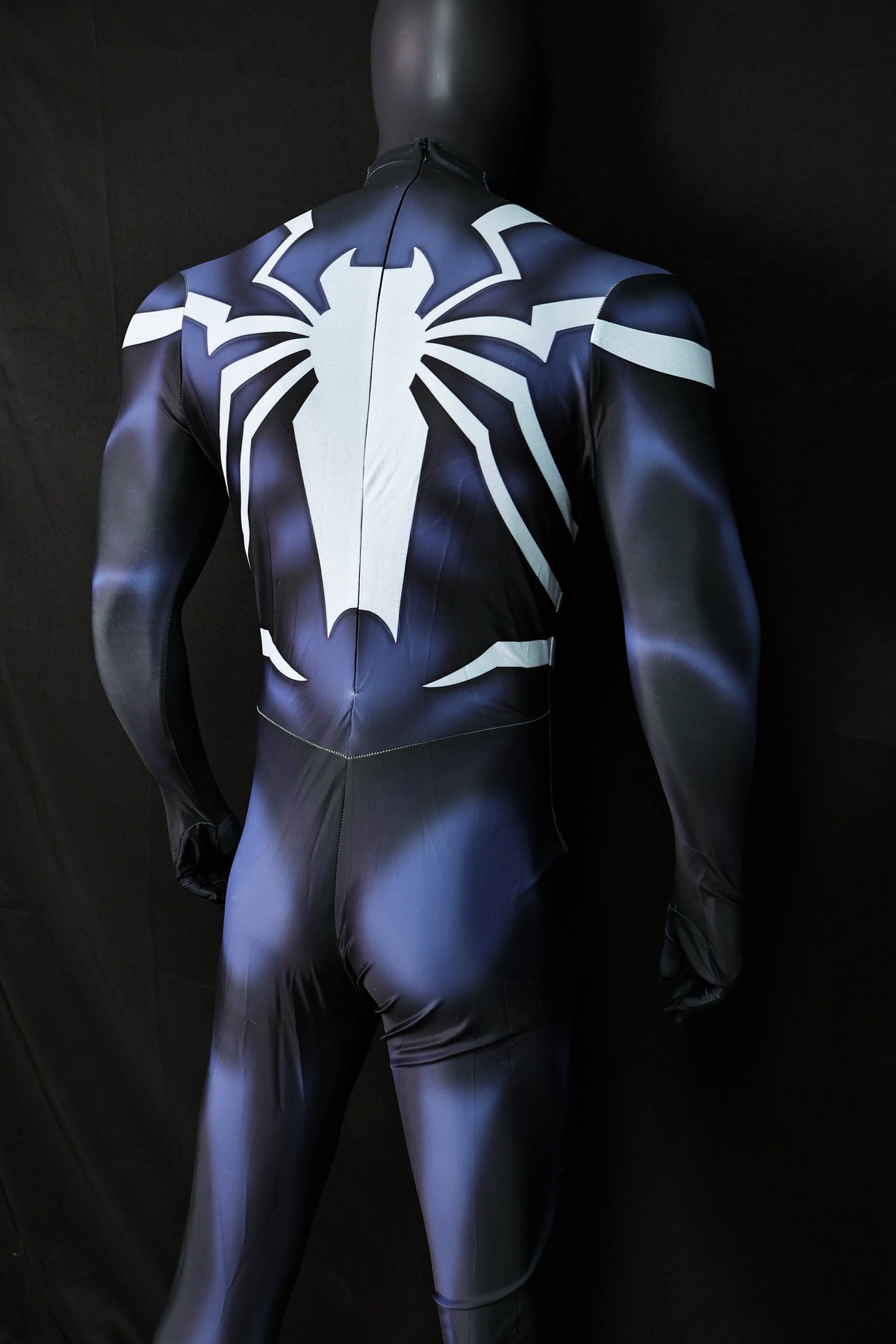 Black Suit Wars Spandex Bodysuit White Spider Emblem Men Cosplay Apparel
