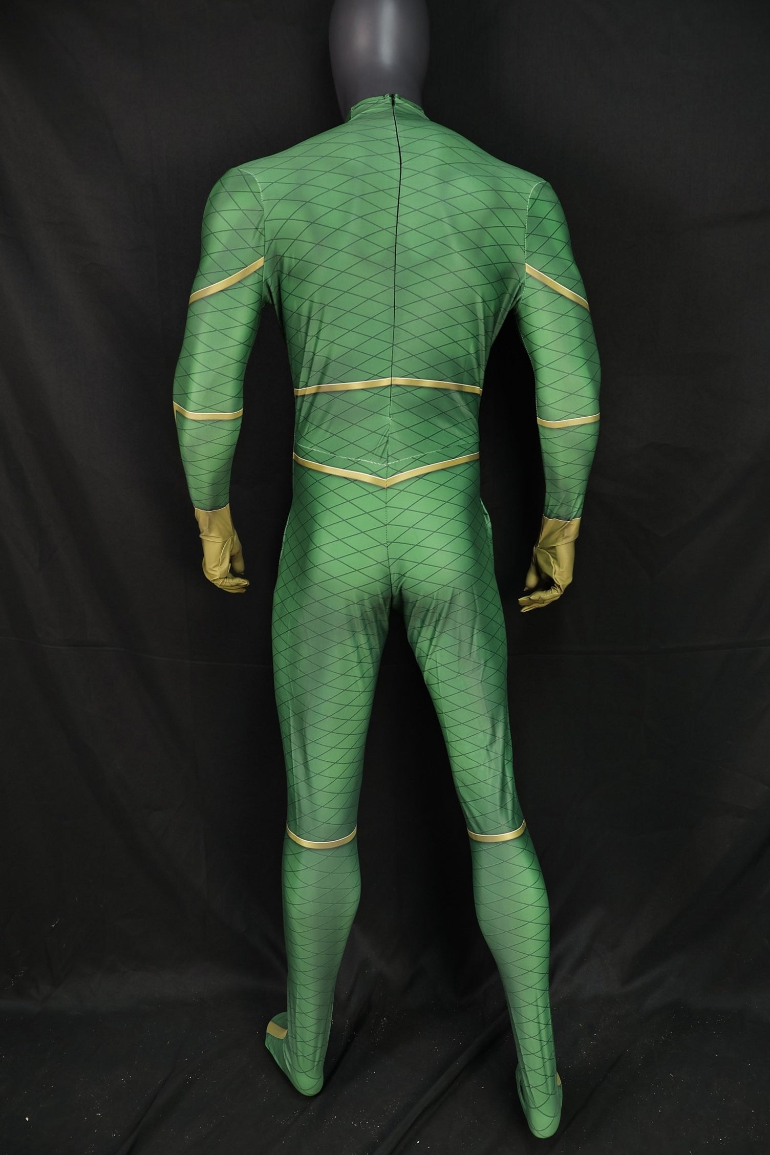 Mysterio Metallic Green Illusionist Attire Gold Trimmed Men Apparel