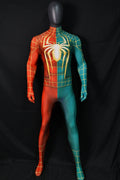 Christmas Spider-Man Red Green Spandex Bodysuit Gold Spider Men Kids Costume
