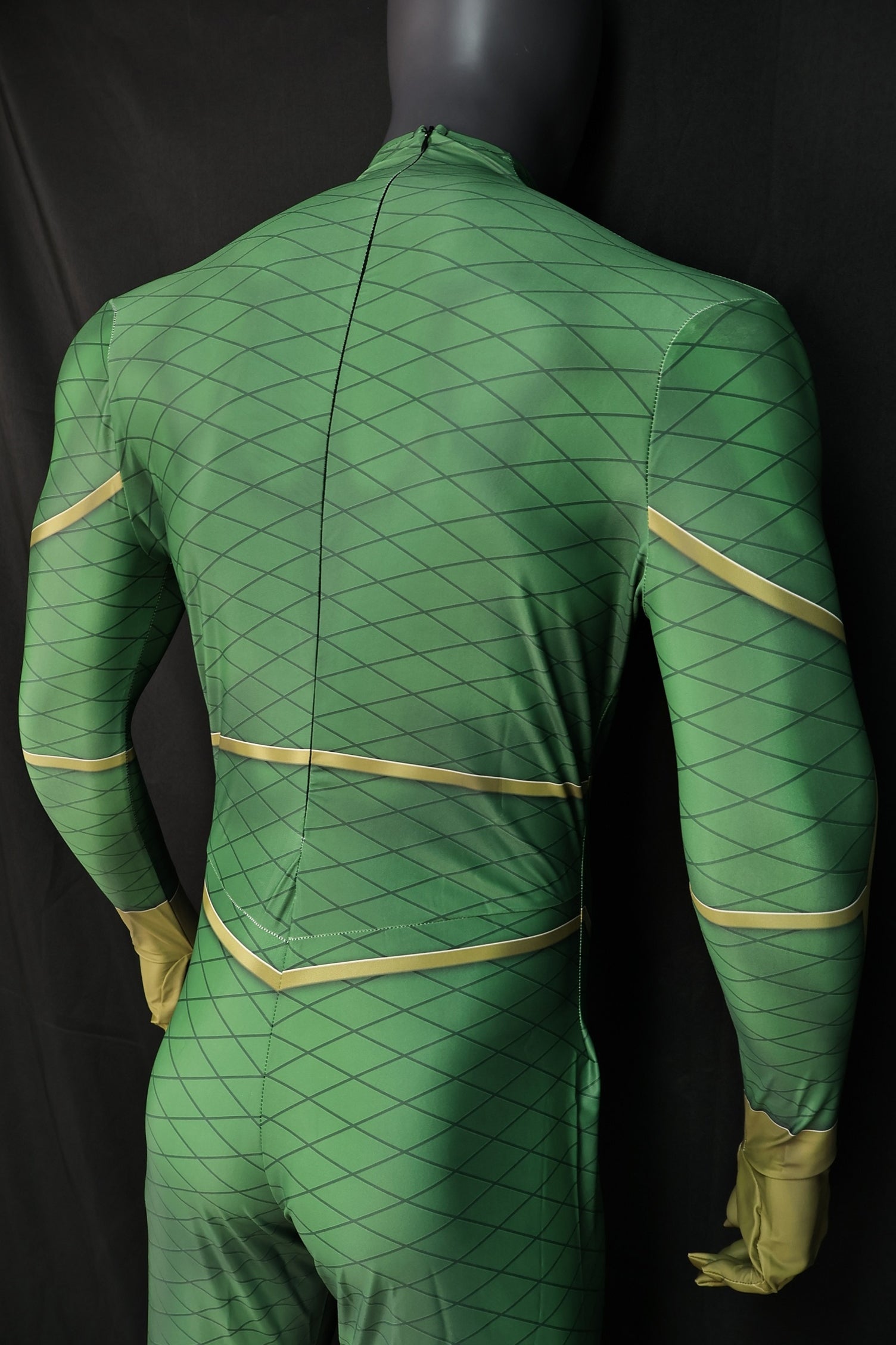 Mysterio Metallic Green Illusionist Attire Gold Trimmed Men Apparel