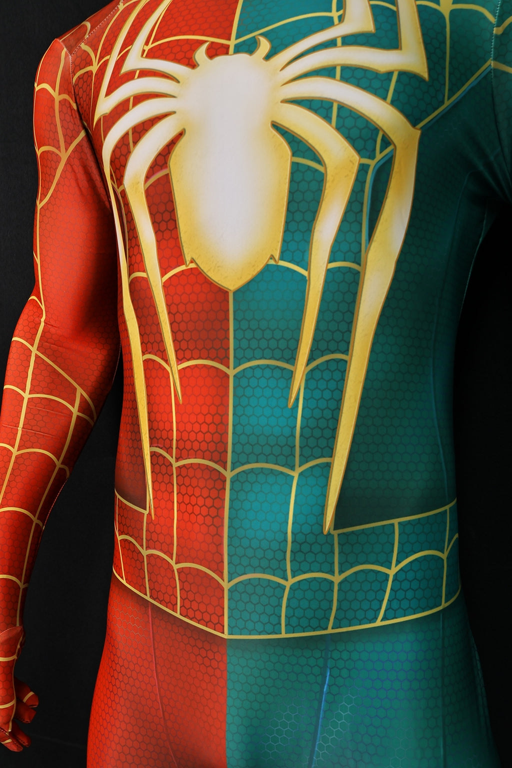 Christmas Spider-Man Red Green Spandex Bodysuit Gold Spider Men Kids Costume