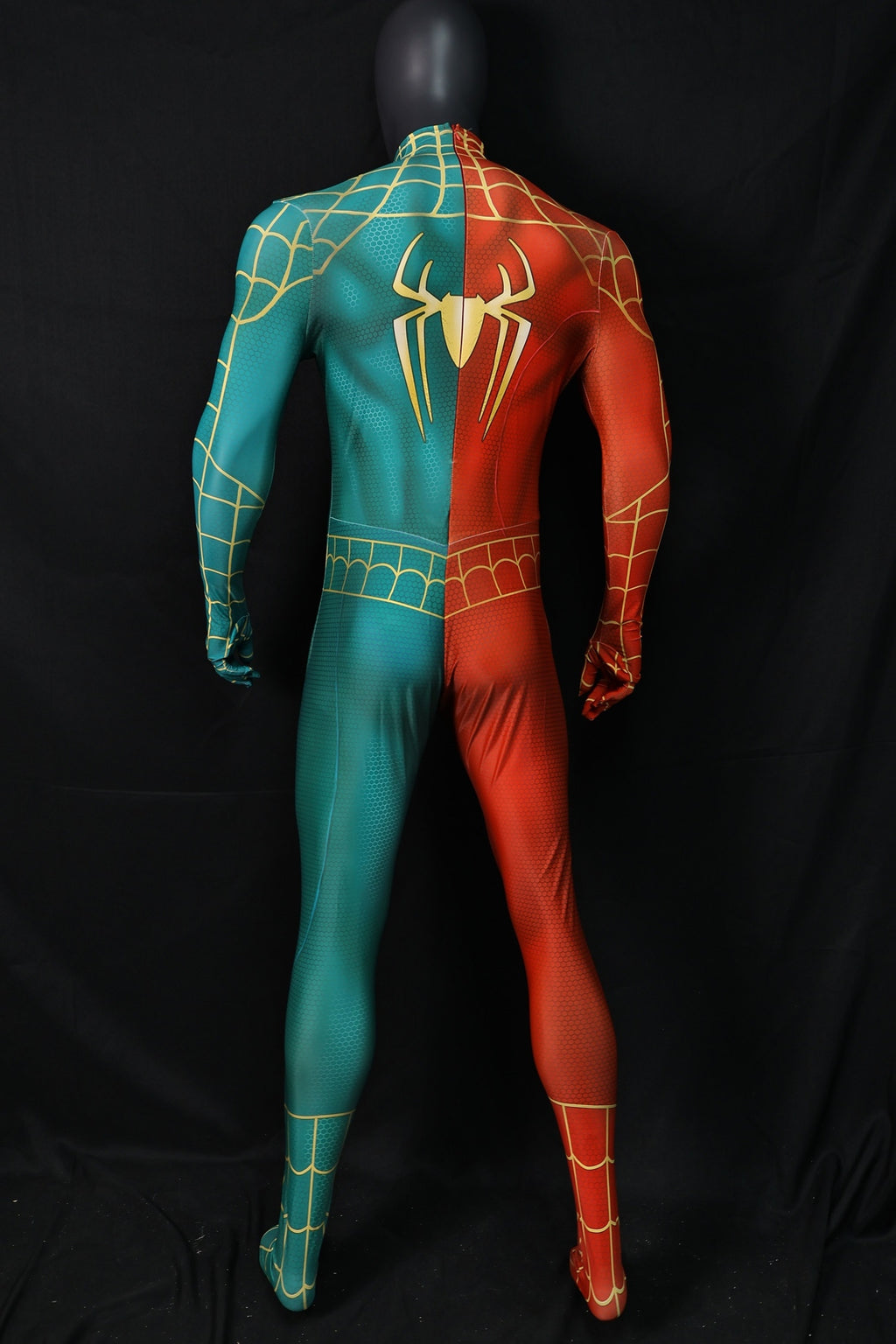 Christmas Spider-Man Red Green Spandex Bodysuit Gold Spider Men Kids Costume