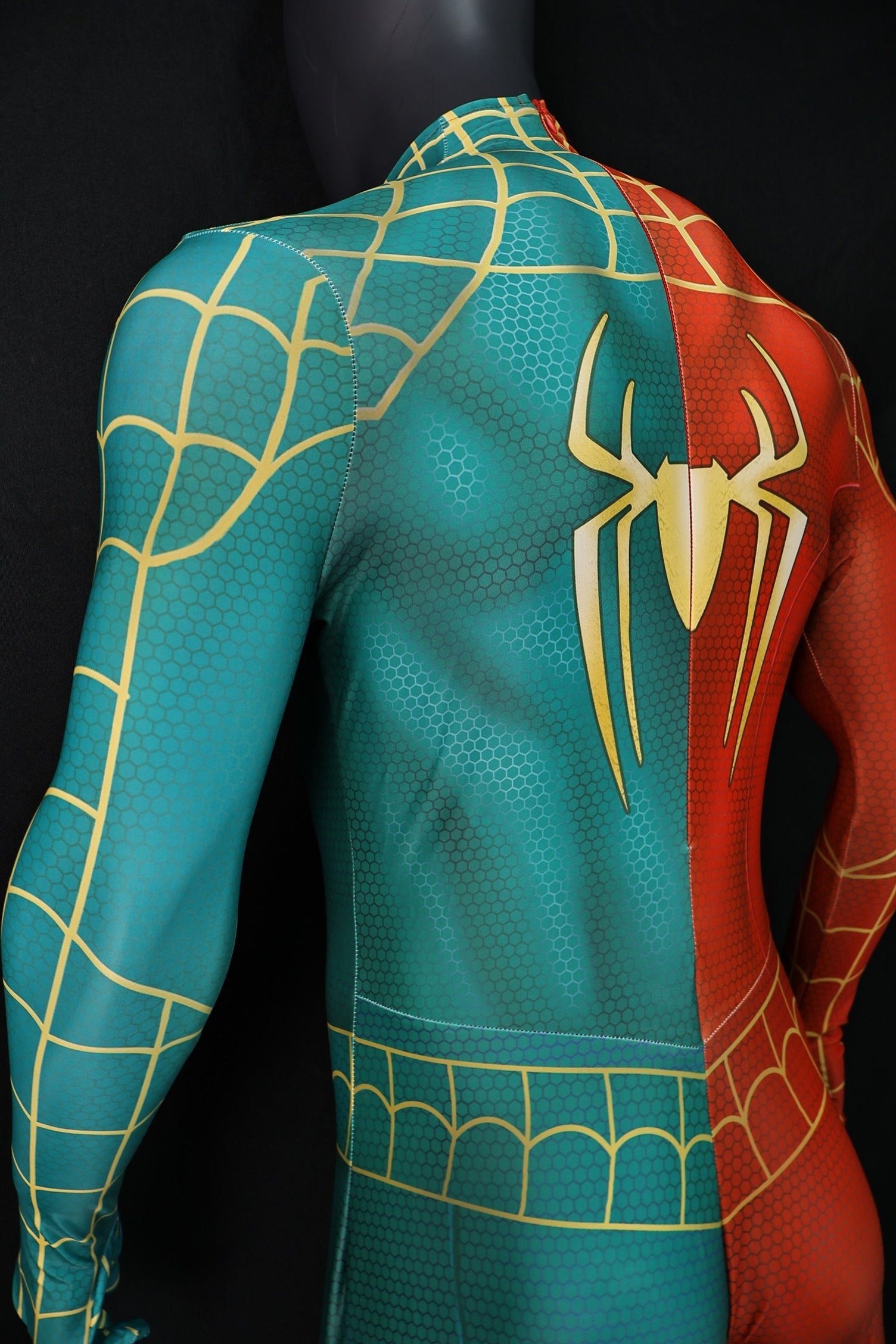 Christmas Spider-Man Red Green Spandex Bodysuit Gold Spider Men Kids Costume